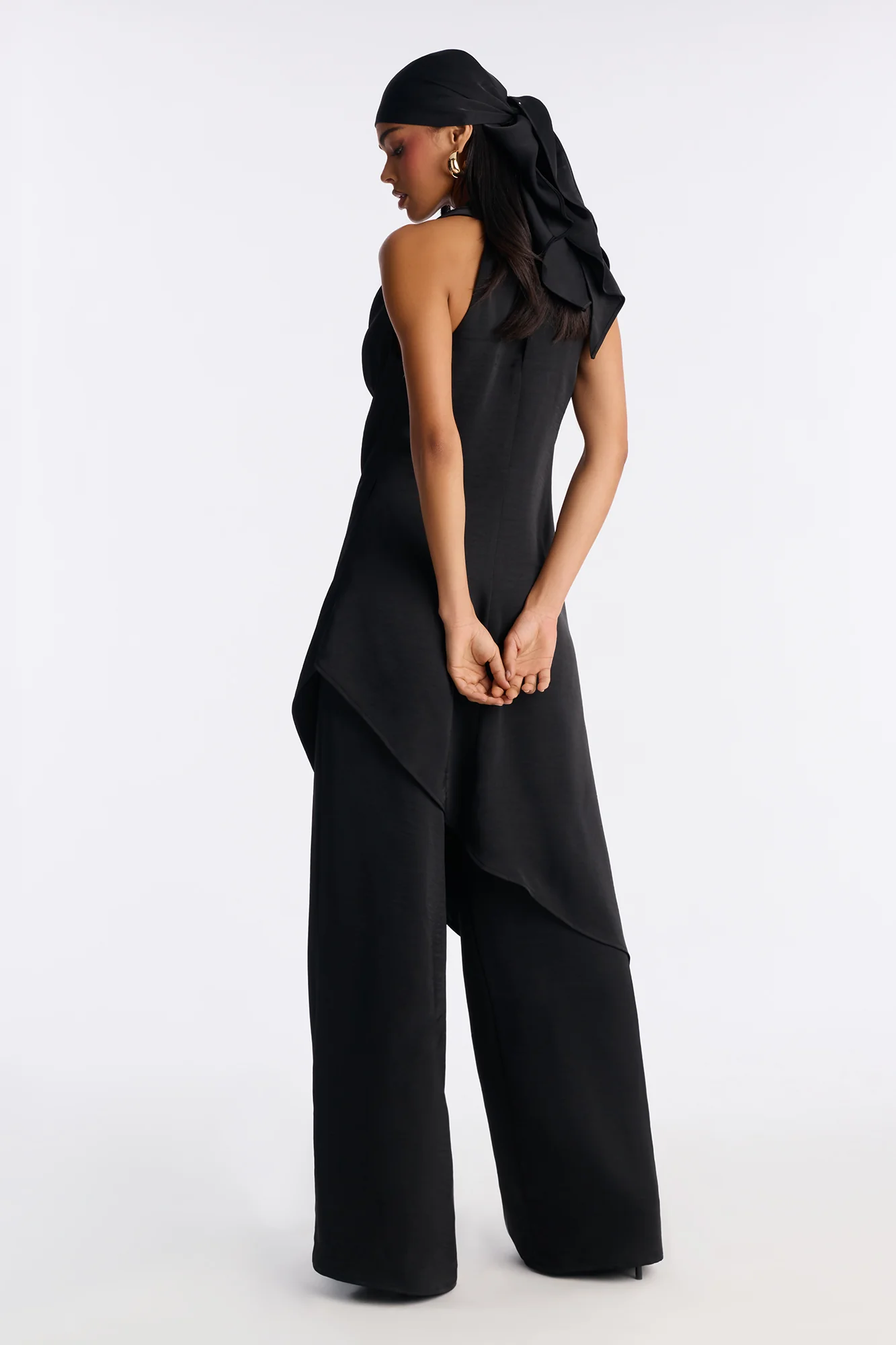 Kalina Cowlneck 2 Piece Jumpsuit Set - Black - Image 4