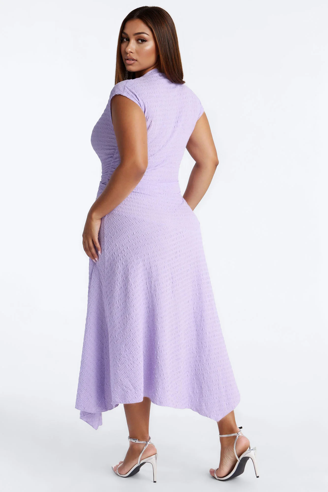 Kalina Textured Midi Dress - Lavender - Image 7