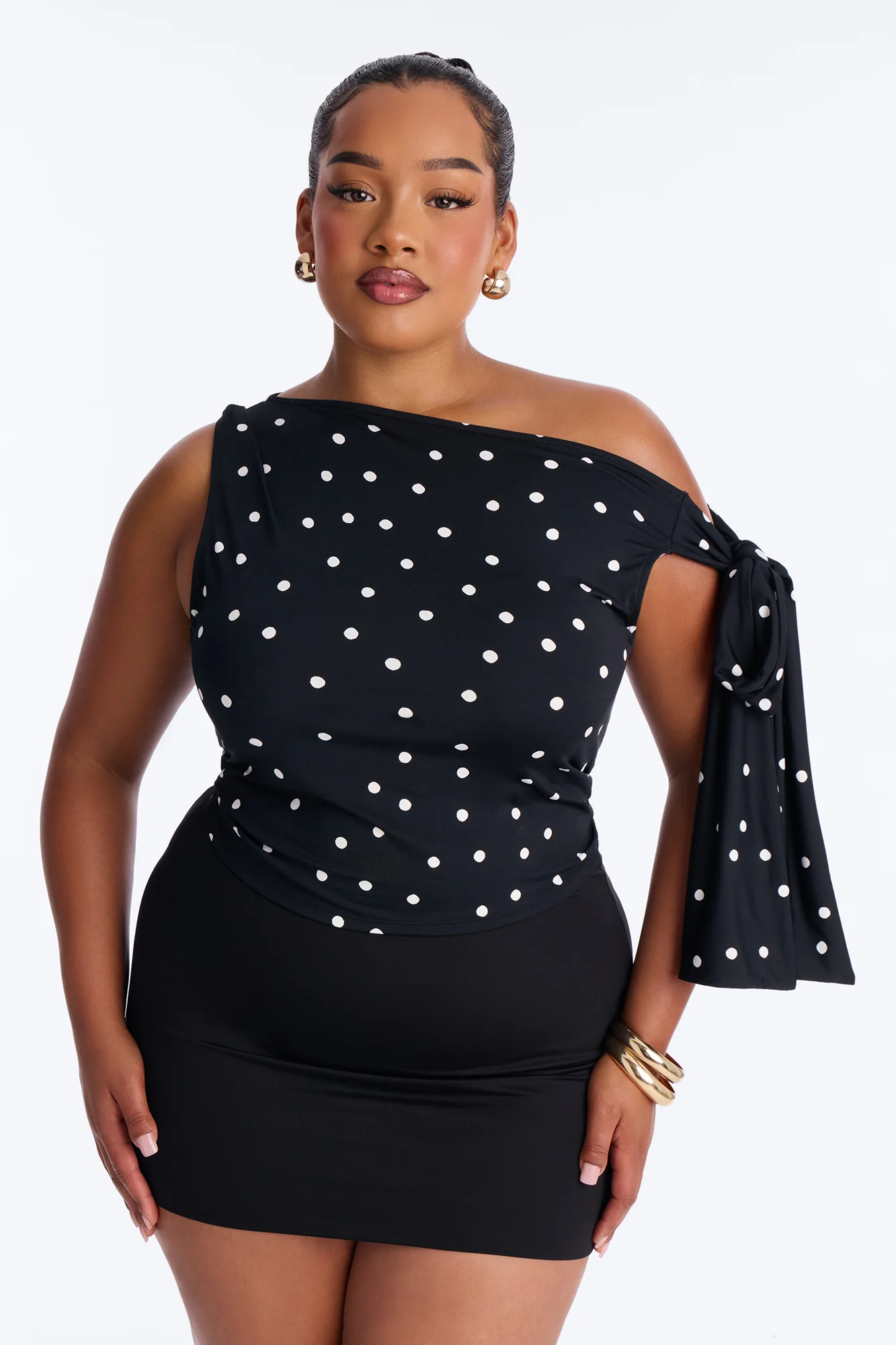 Kamari Off Shoulder Polka Dot Top - Black/combo - Image 6