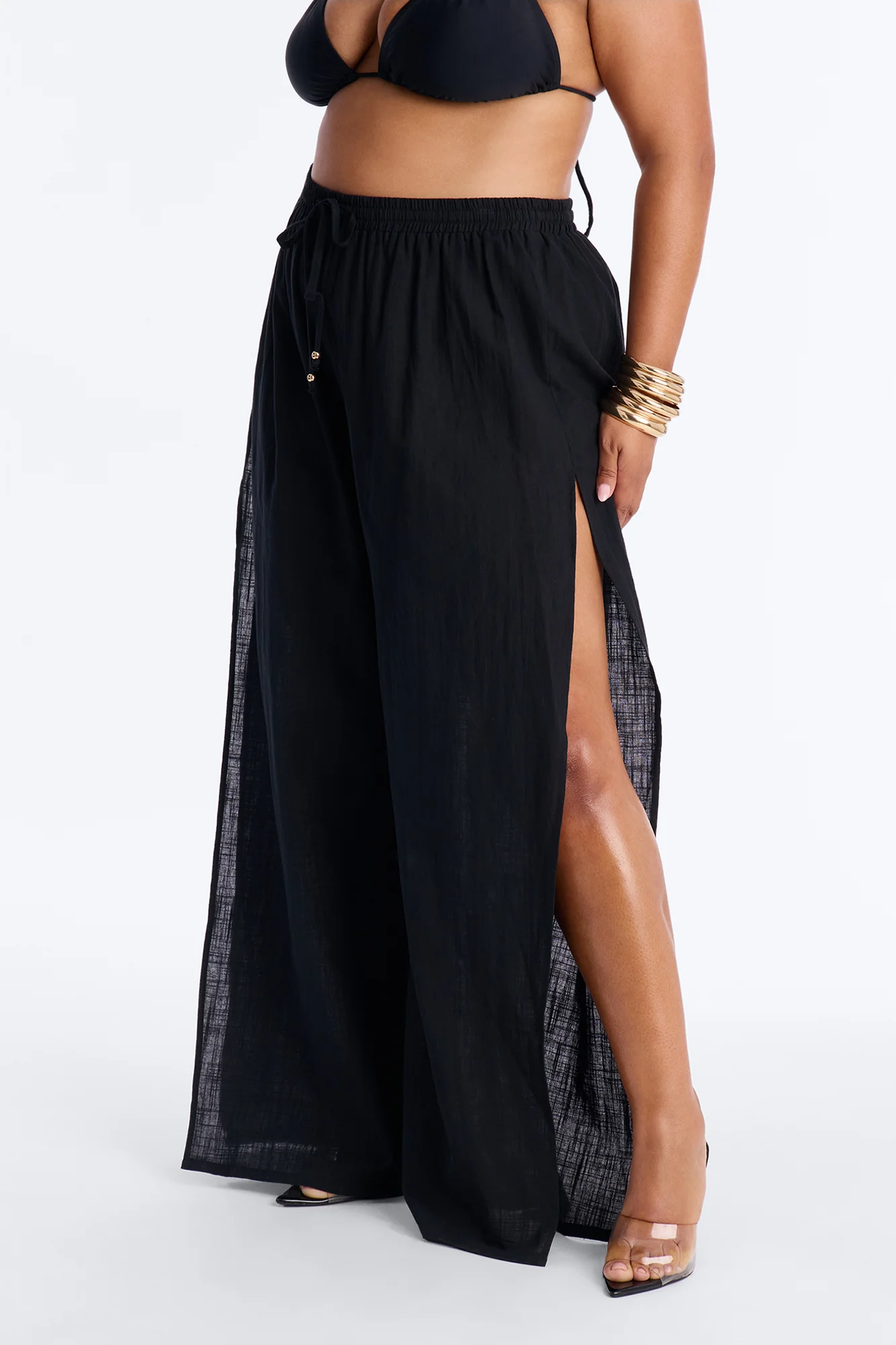 Kamila High Slits Cover Up Pants - Black - Image 5