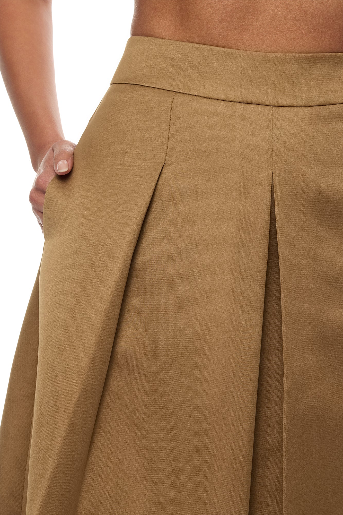 Kamila Pleated Midi Skirt - Olive - Image 3
