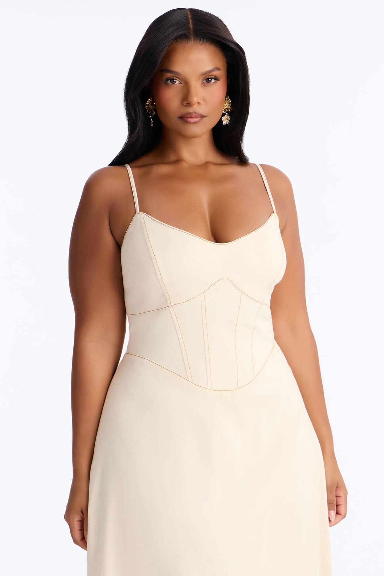 Kamryn Denim Maxi Dress - Cream - Image 6
