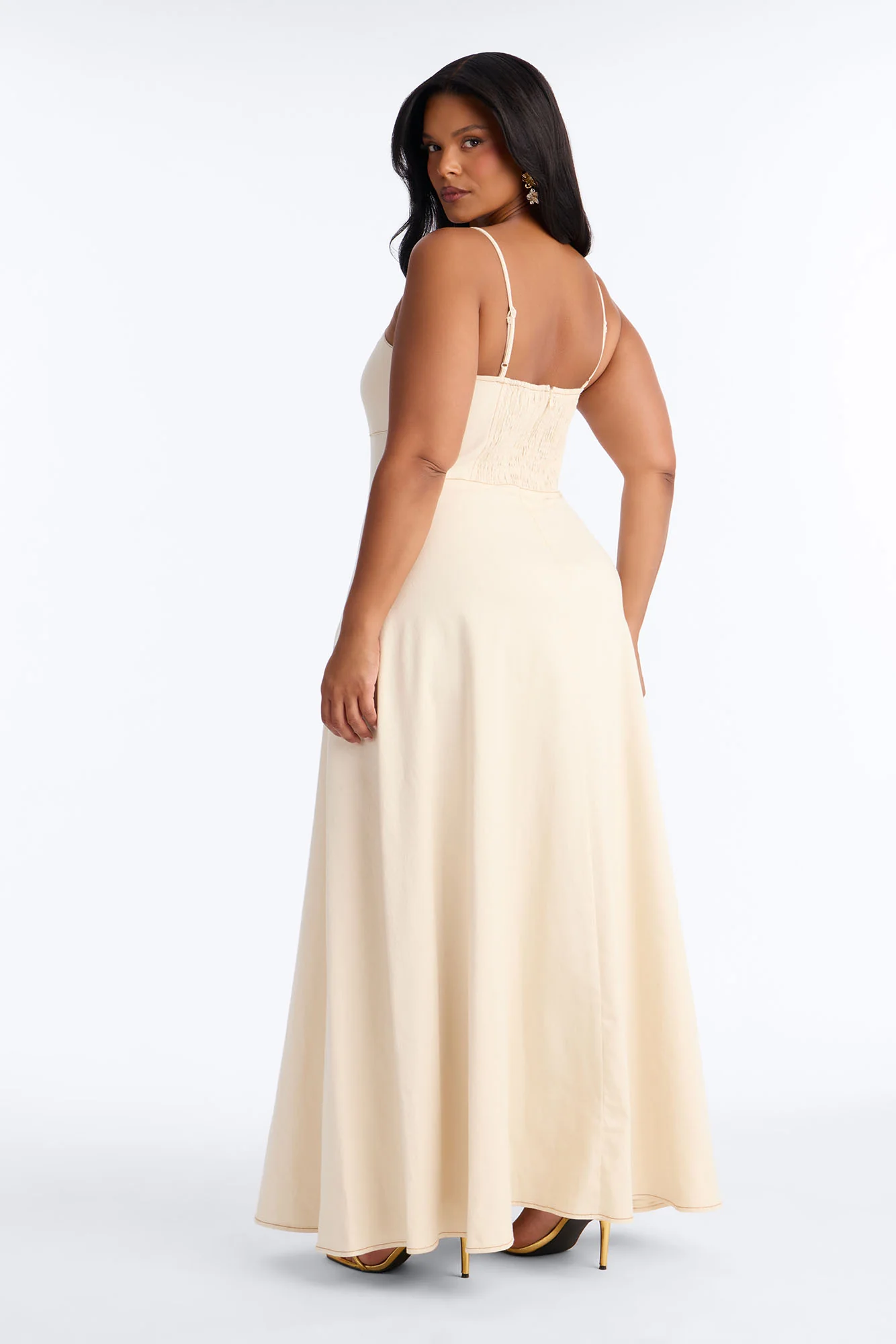 Kamryn Denim Maxi Dress - Cream - Image 7