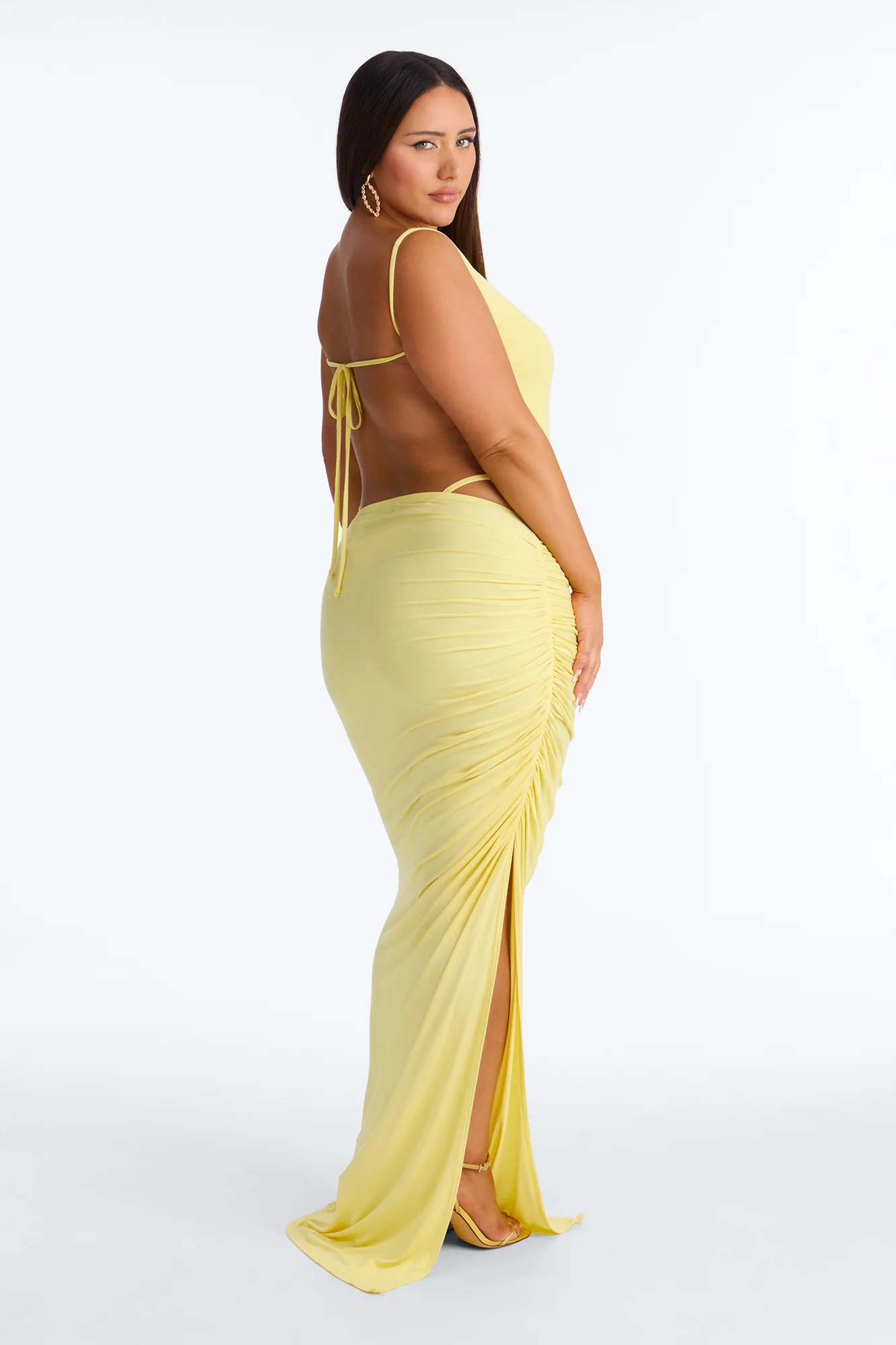Kara Backless Bodysuit Maxi Skirt Set - Yellow - Image 12