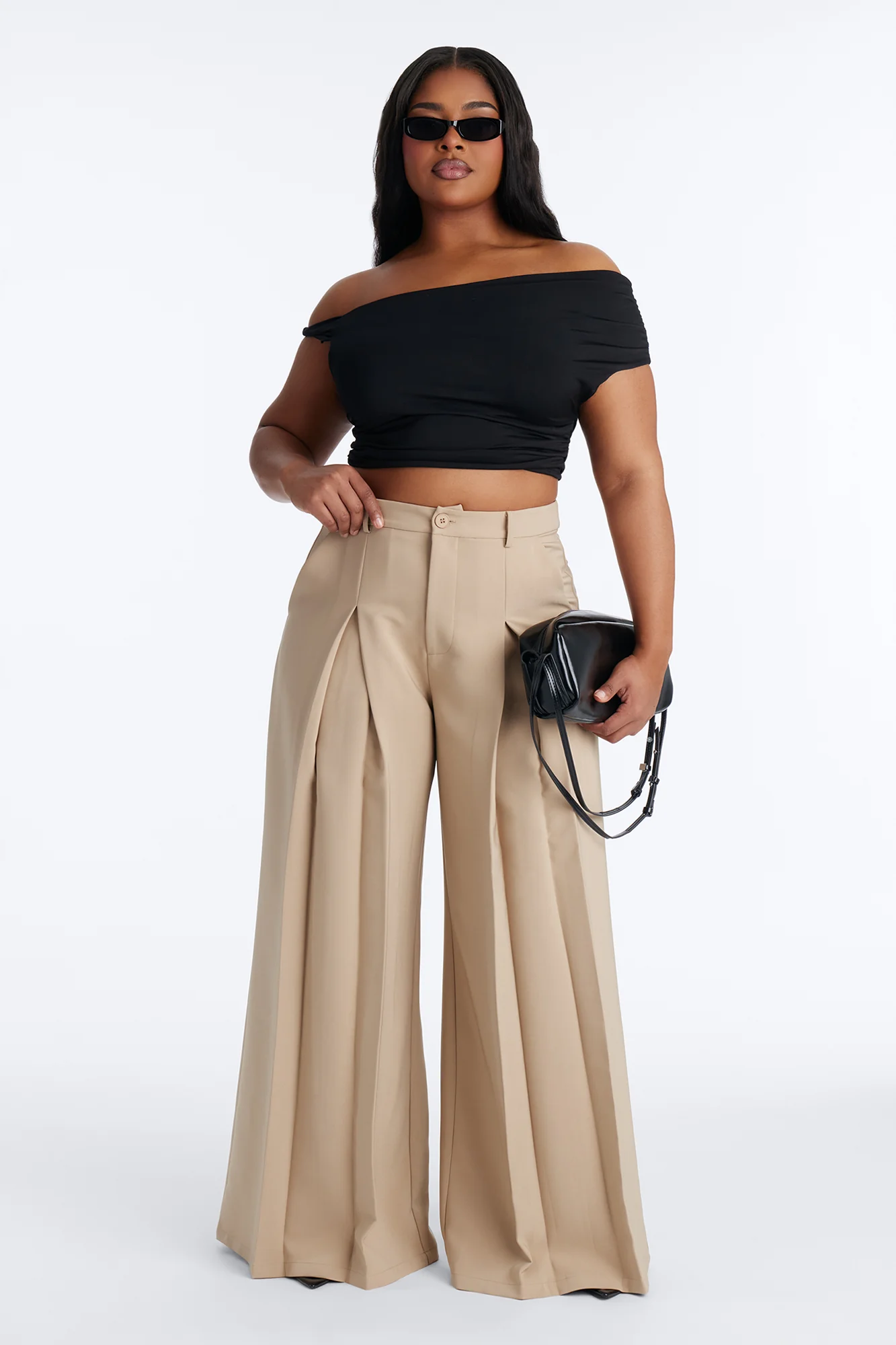 Karianna Crepe Woven Wide Leg Pant 33 - Khaki - Image 4