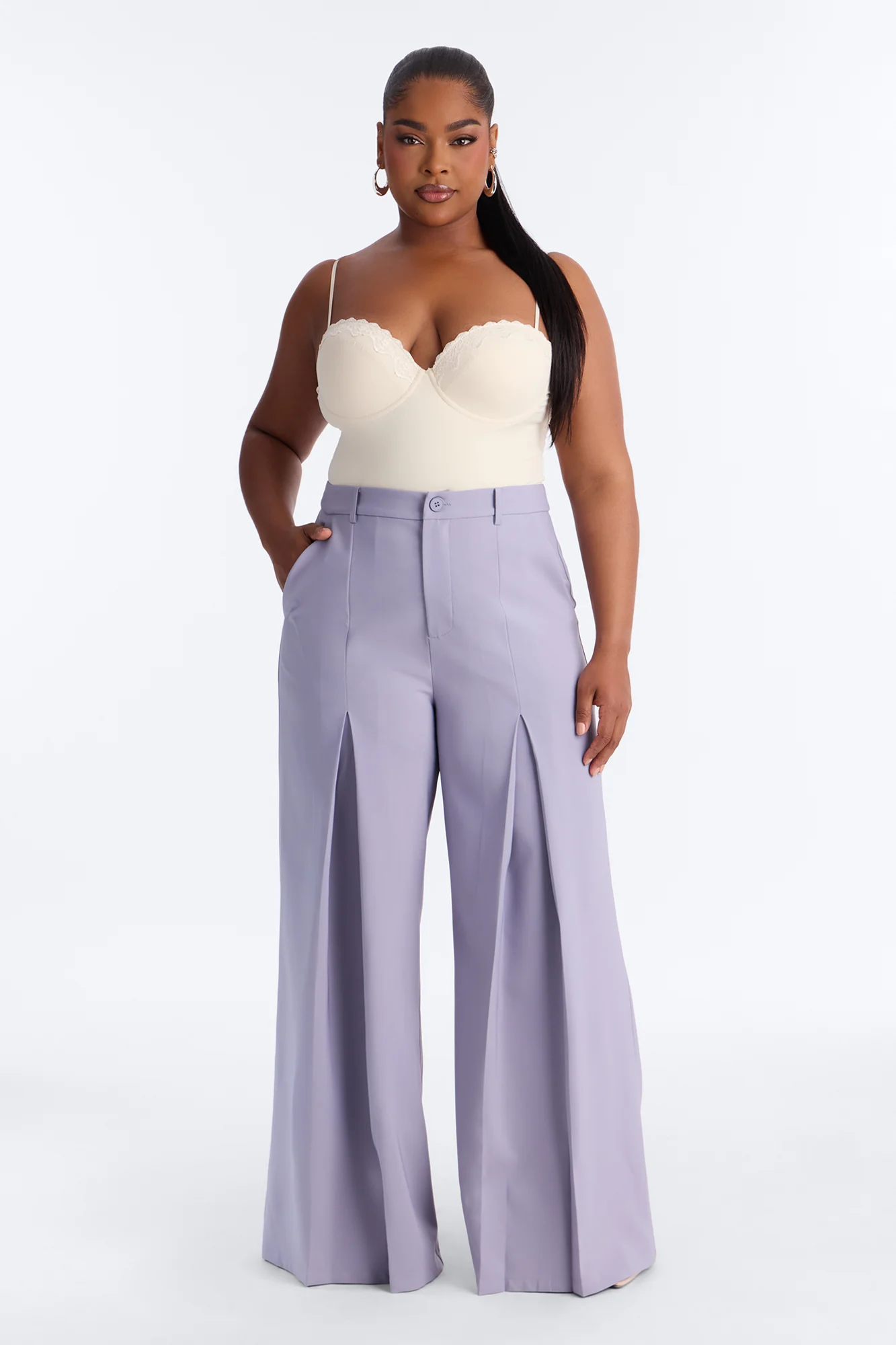 Karianna Crepe Woven Wide Leg Pant 33 - Slate Grey - Image 4
