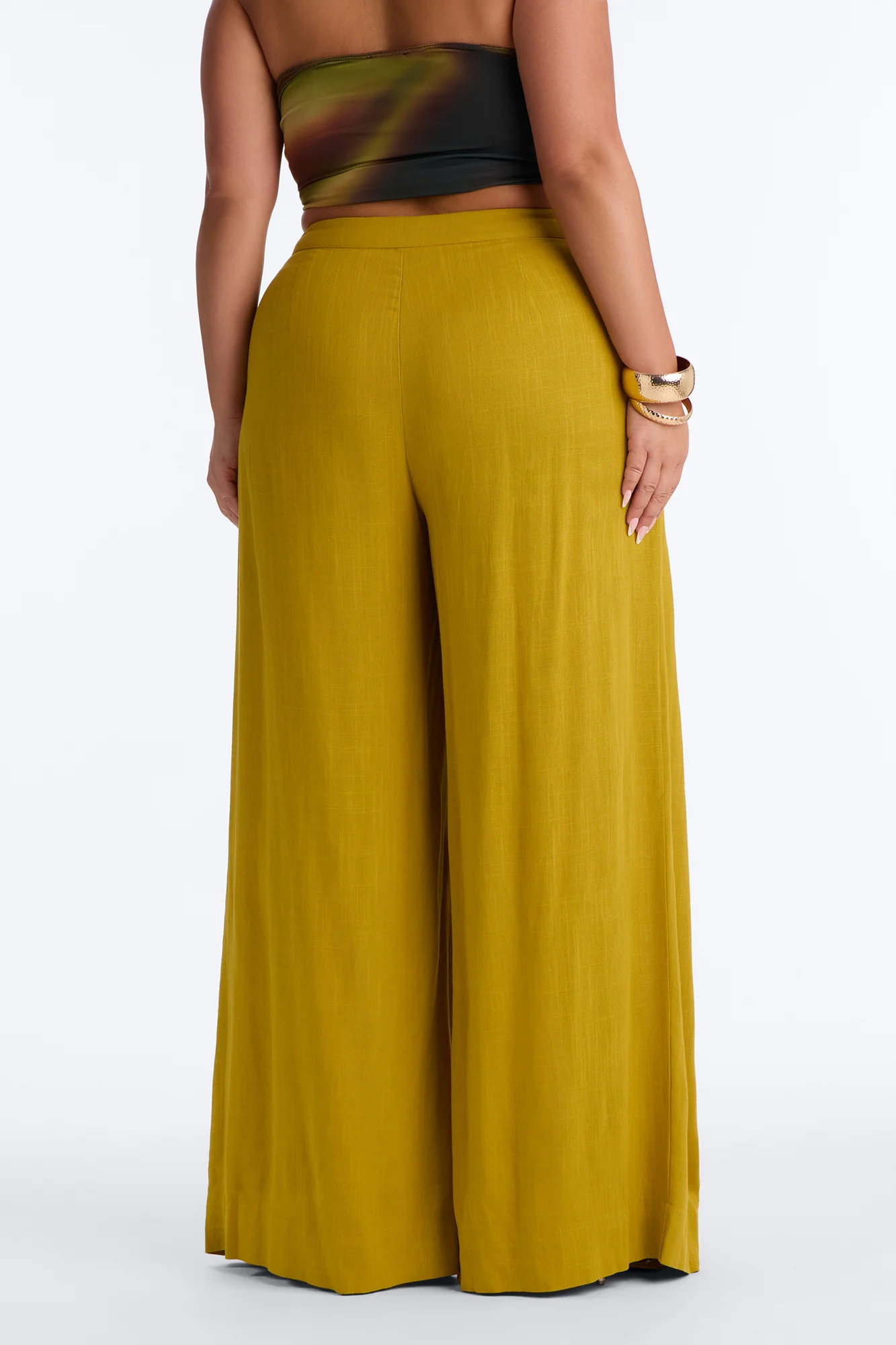 Karianna Linen Blend Wide Leg Pant - Chartreuse - Image 7
