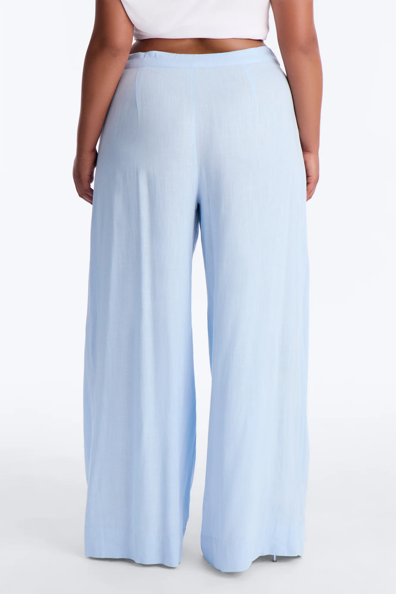 Karianna Linen Blend Wide Leg Pant - Light Blue - Image 7