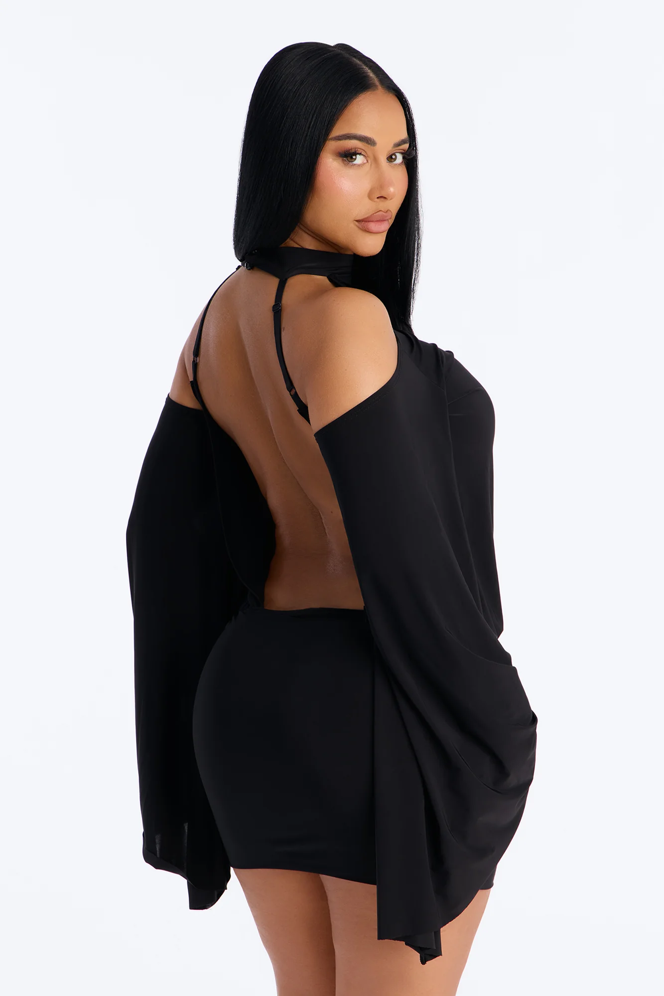 Karina Backless Micro Mini Dress - Black - Image 3