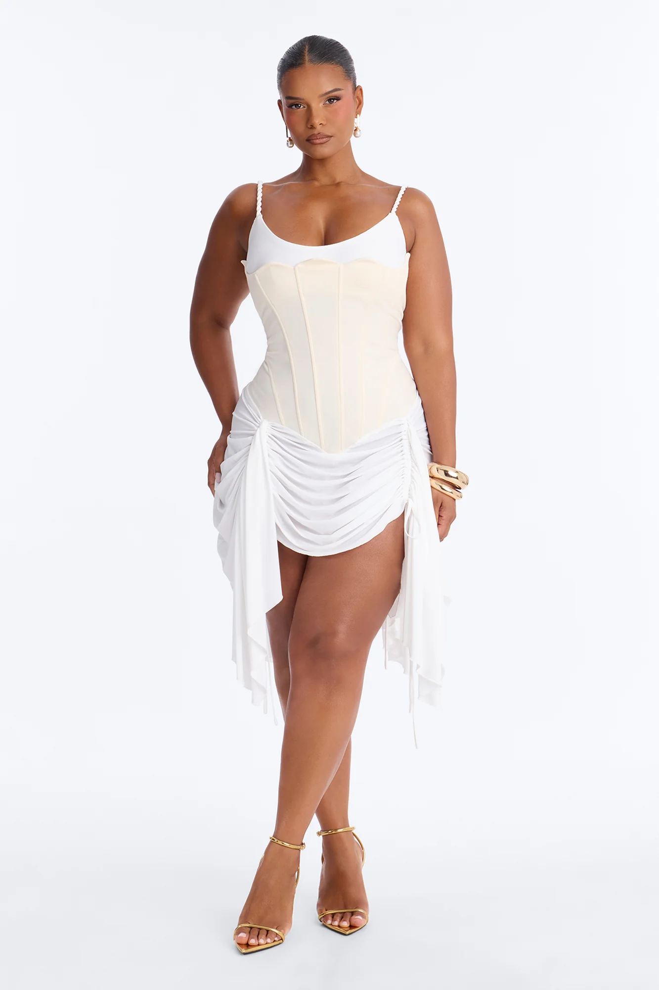 Karina Corset Waist Micro Mini Dress - White/combo - Image 5