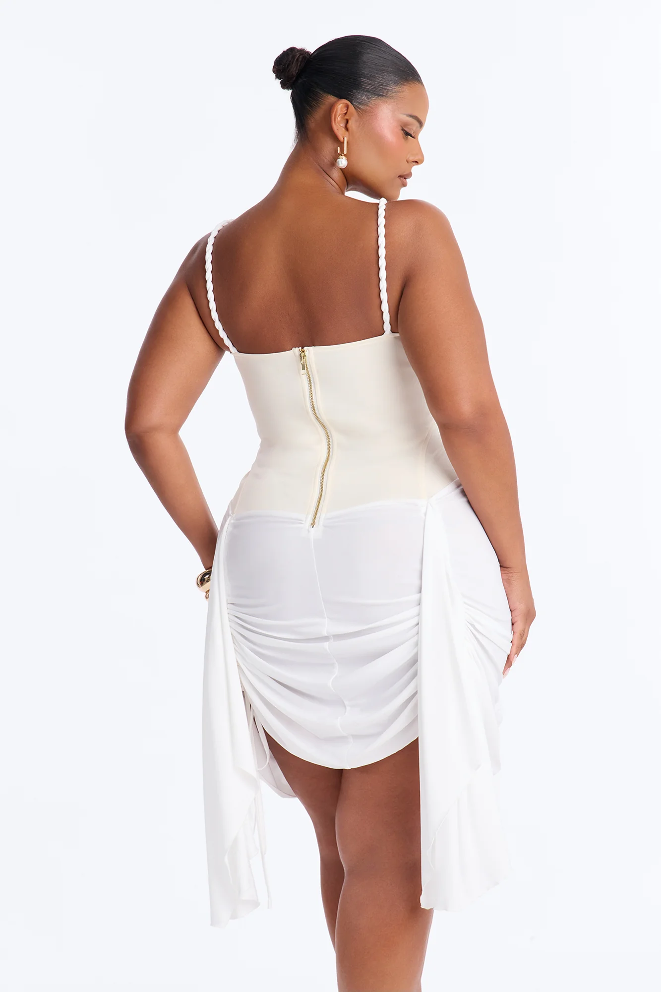 Karina Corset Waist Micro Mini Dress - White/combo - Image 8