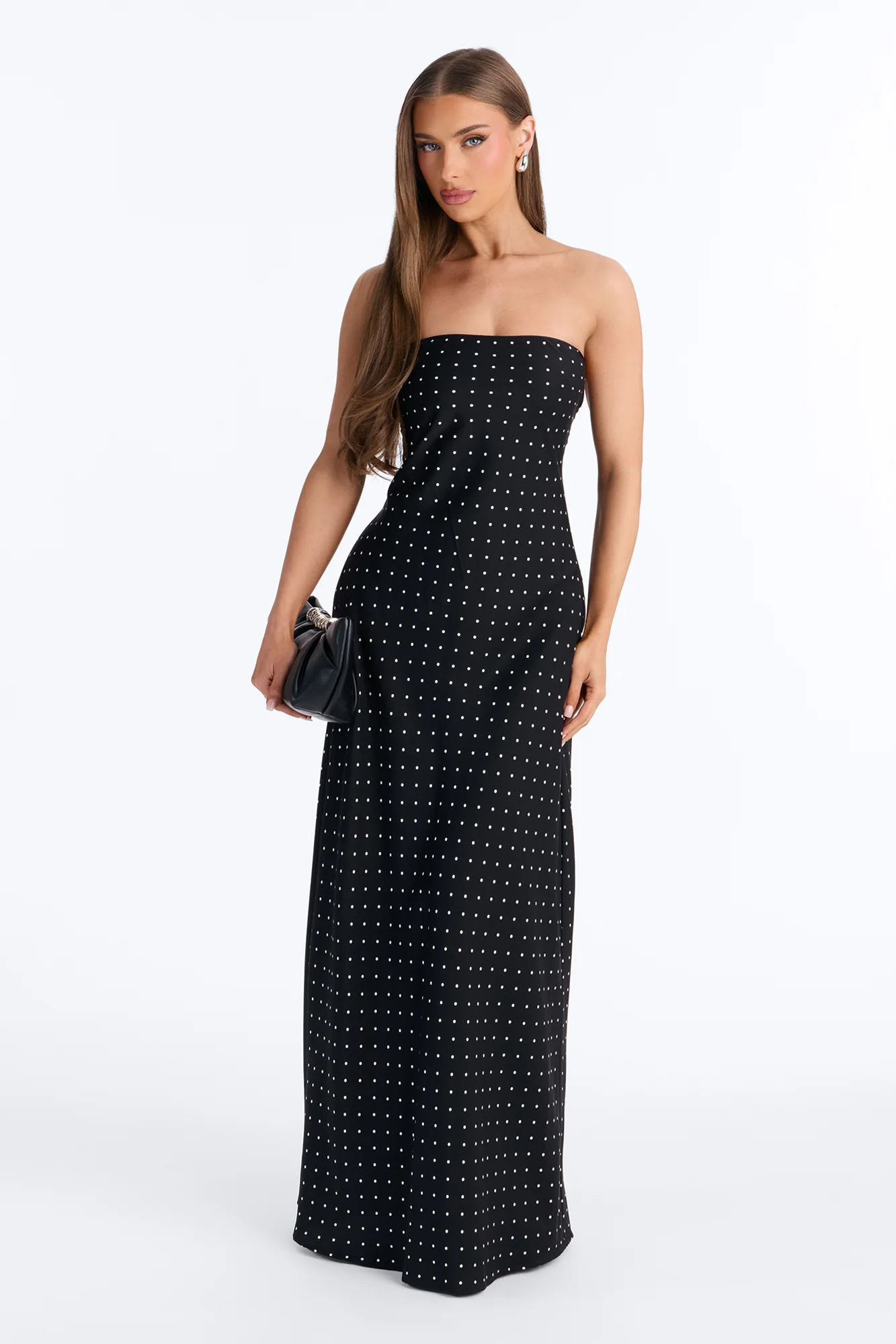 Karina Polka Tie Back Maxi Dress - Black/combo