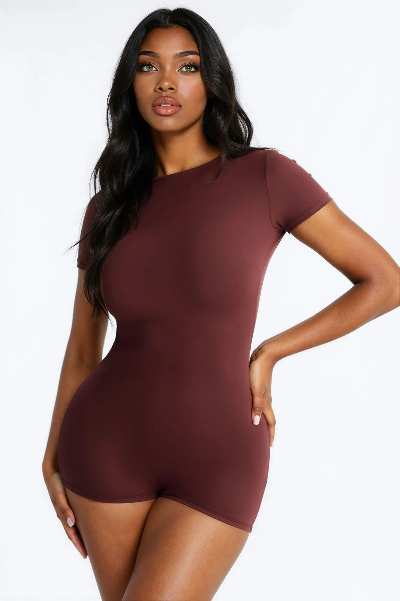 Karissa Backless Micro Short Romper - Chocolate - Image 2