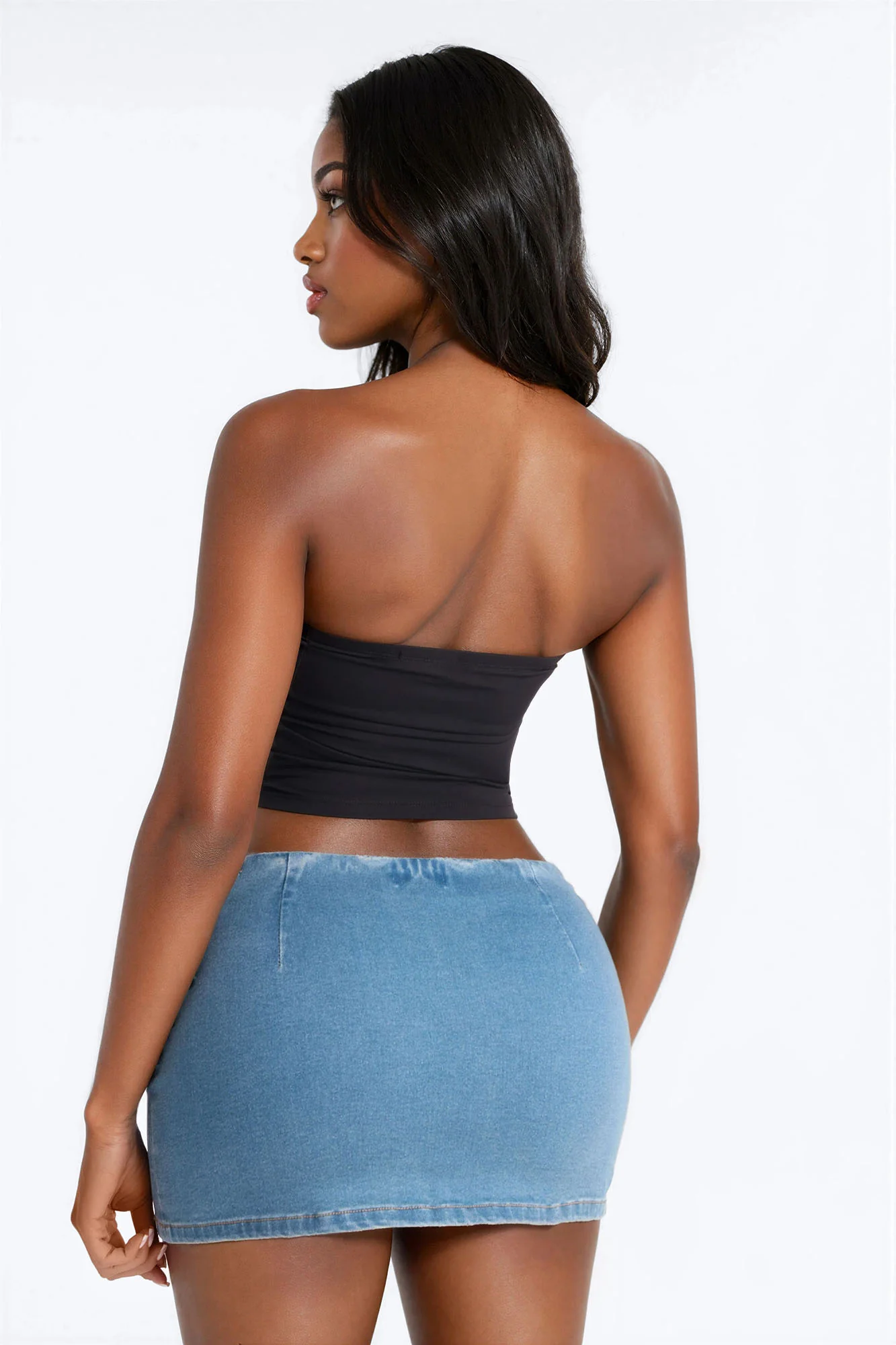 Karissa Double Lined Ruched Tube Top - Black - Image 4