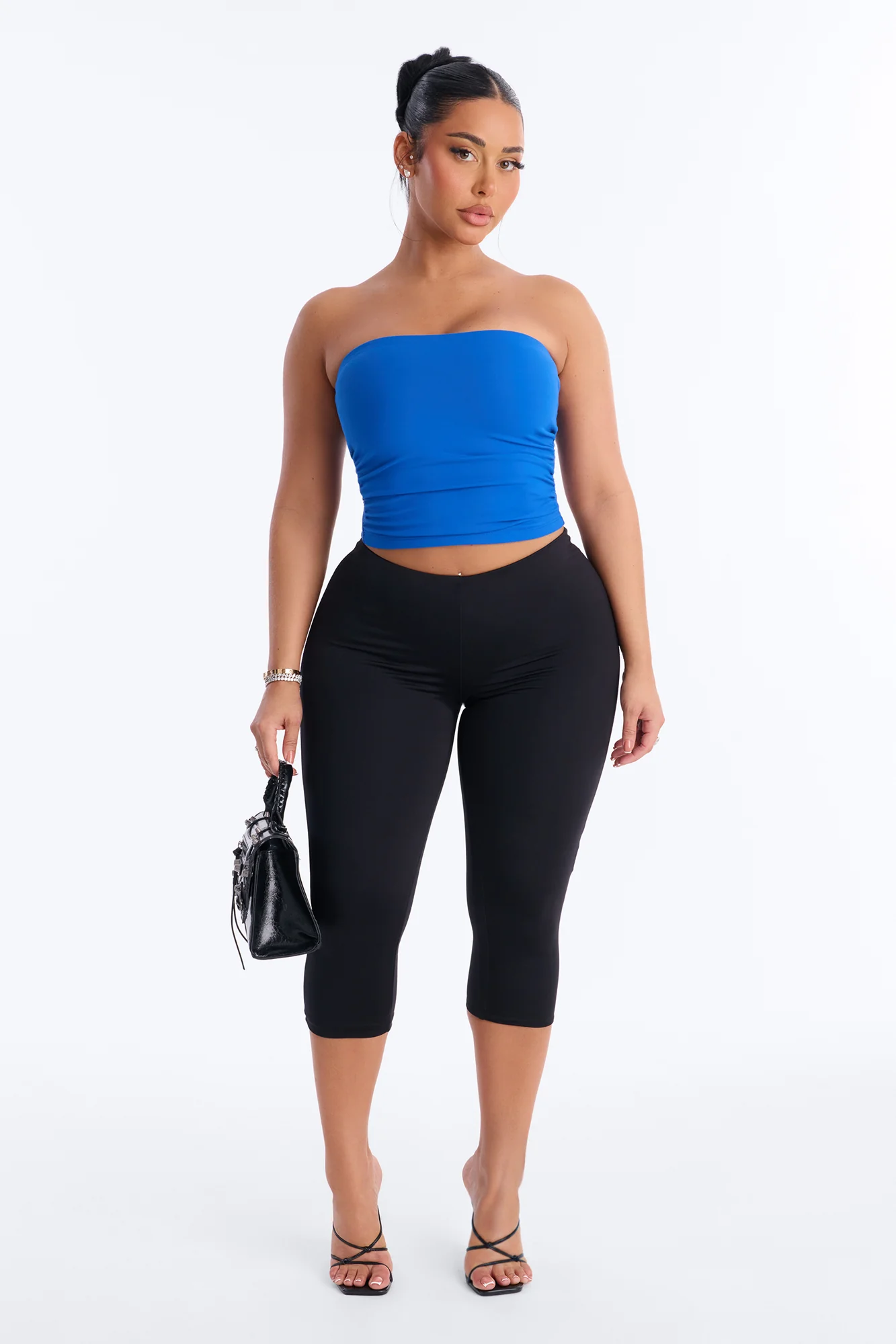 Karissa Double Lined Ruched Tube Top - Blue - Image 2