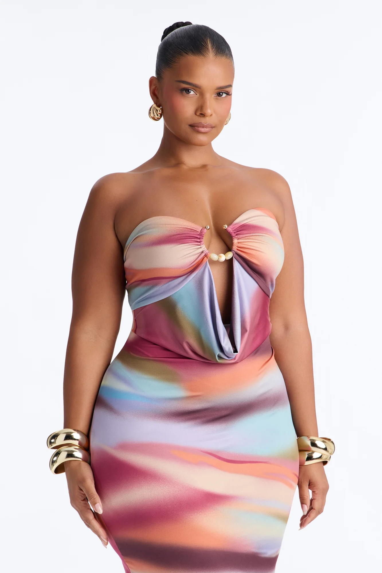 Karla Cowl Ombre Maxi Dress - Multi Color - Image 6