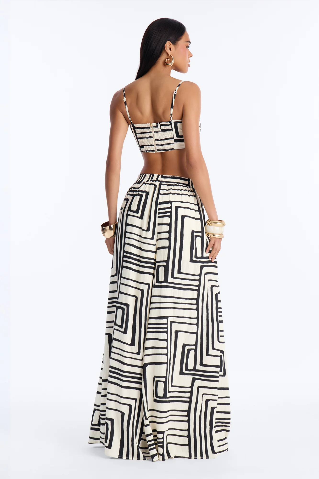 Karla Linen Wide Leg Pant Set - Black/combo - Image 4