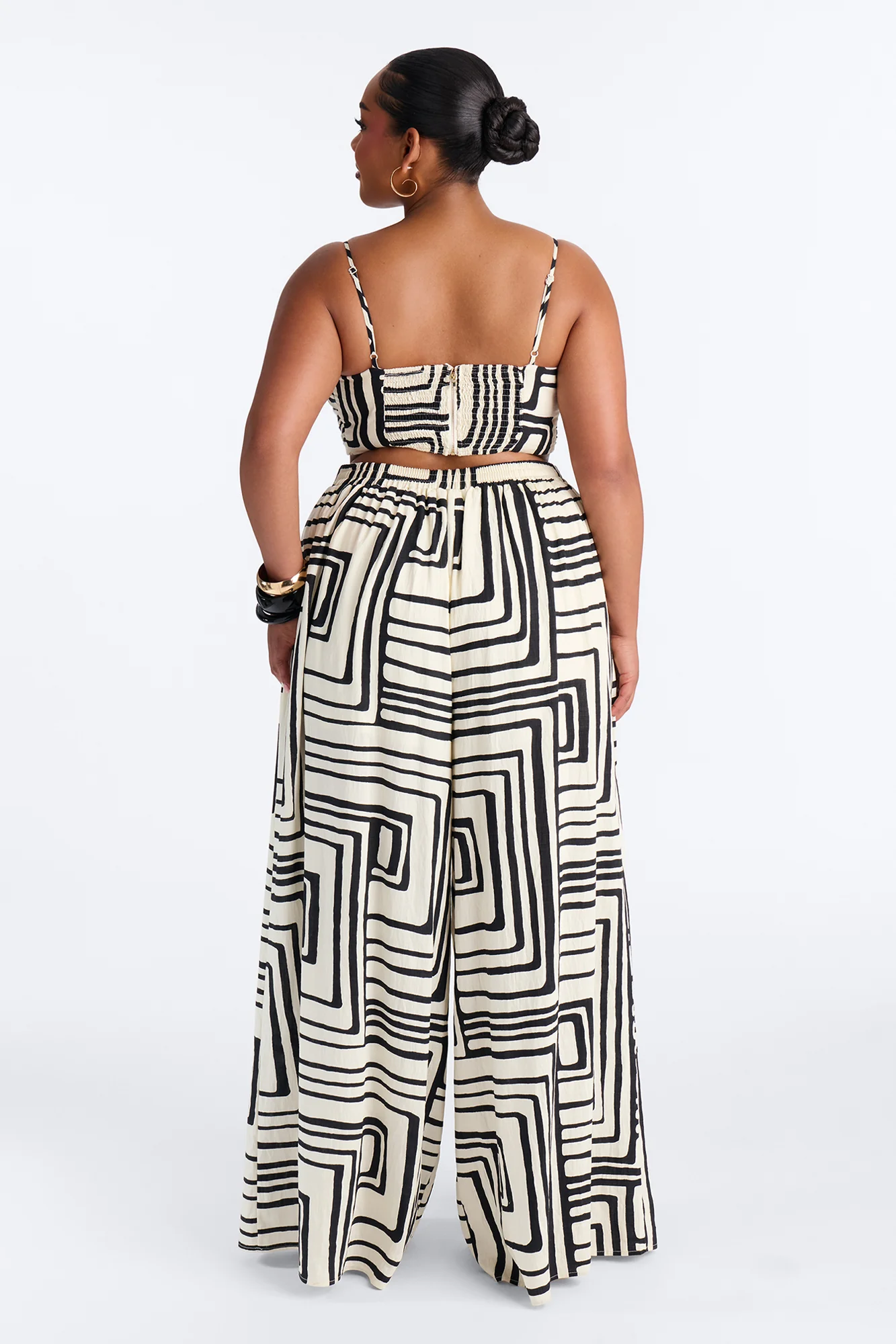 Karla Linen Wide Leg Pant Set - Black/combo - Image 8