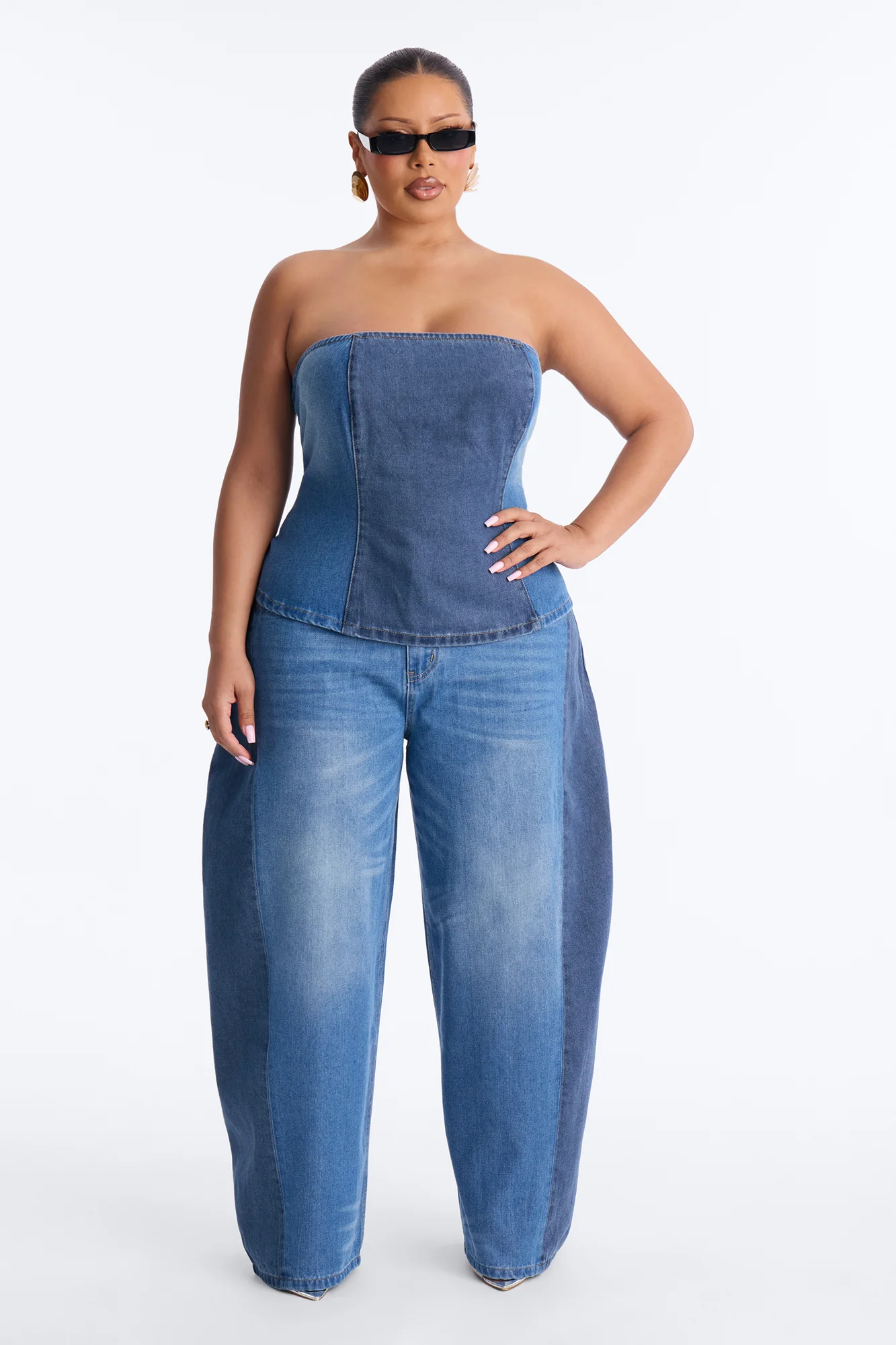 Karla Strapless Denim Pant Set - Medium Wash - Image 4