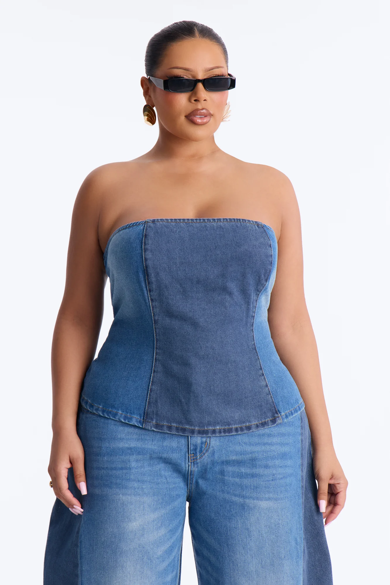 Karla Strapless Denim Pant Set - Medium Wash - Image 5