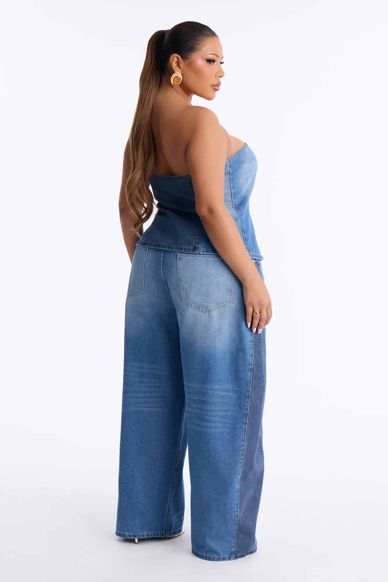 Karla Strapless Denim Pant Set - Medium Wash - Image 7