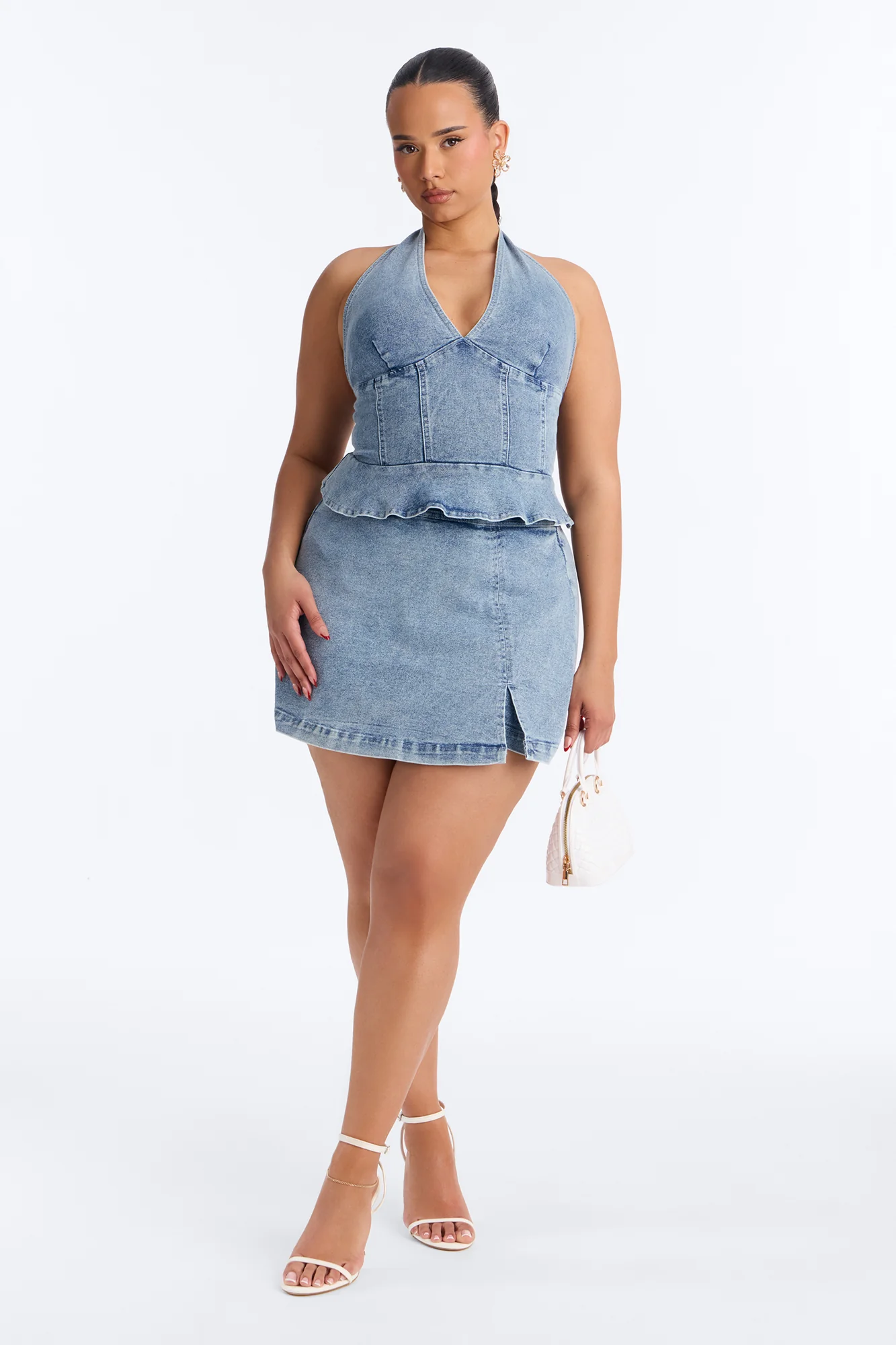 Karley Denim Skort Set - Light Wash - Image 4