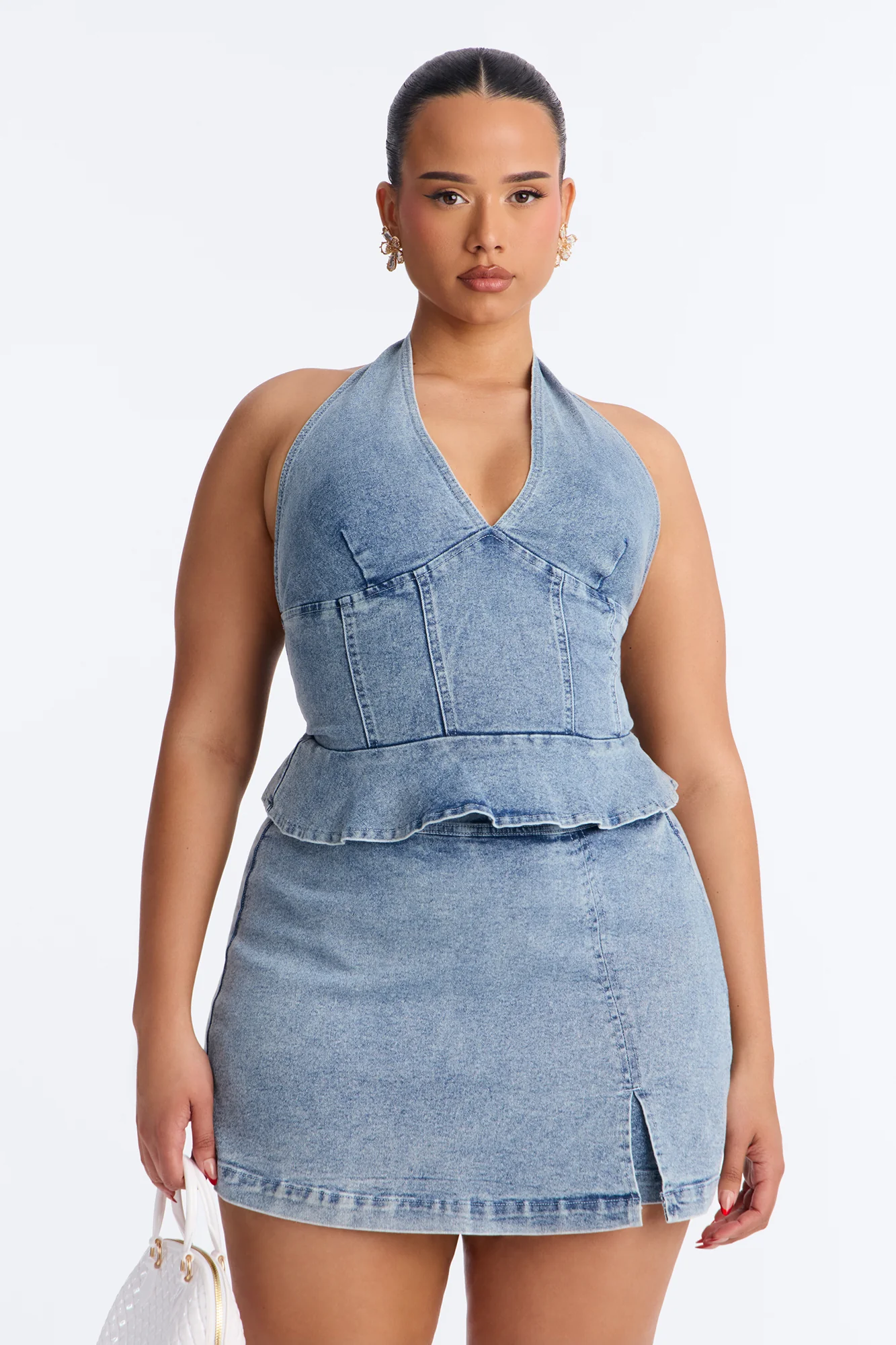 Karley Denim Skort Set - Light Wash - Image 5