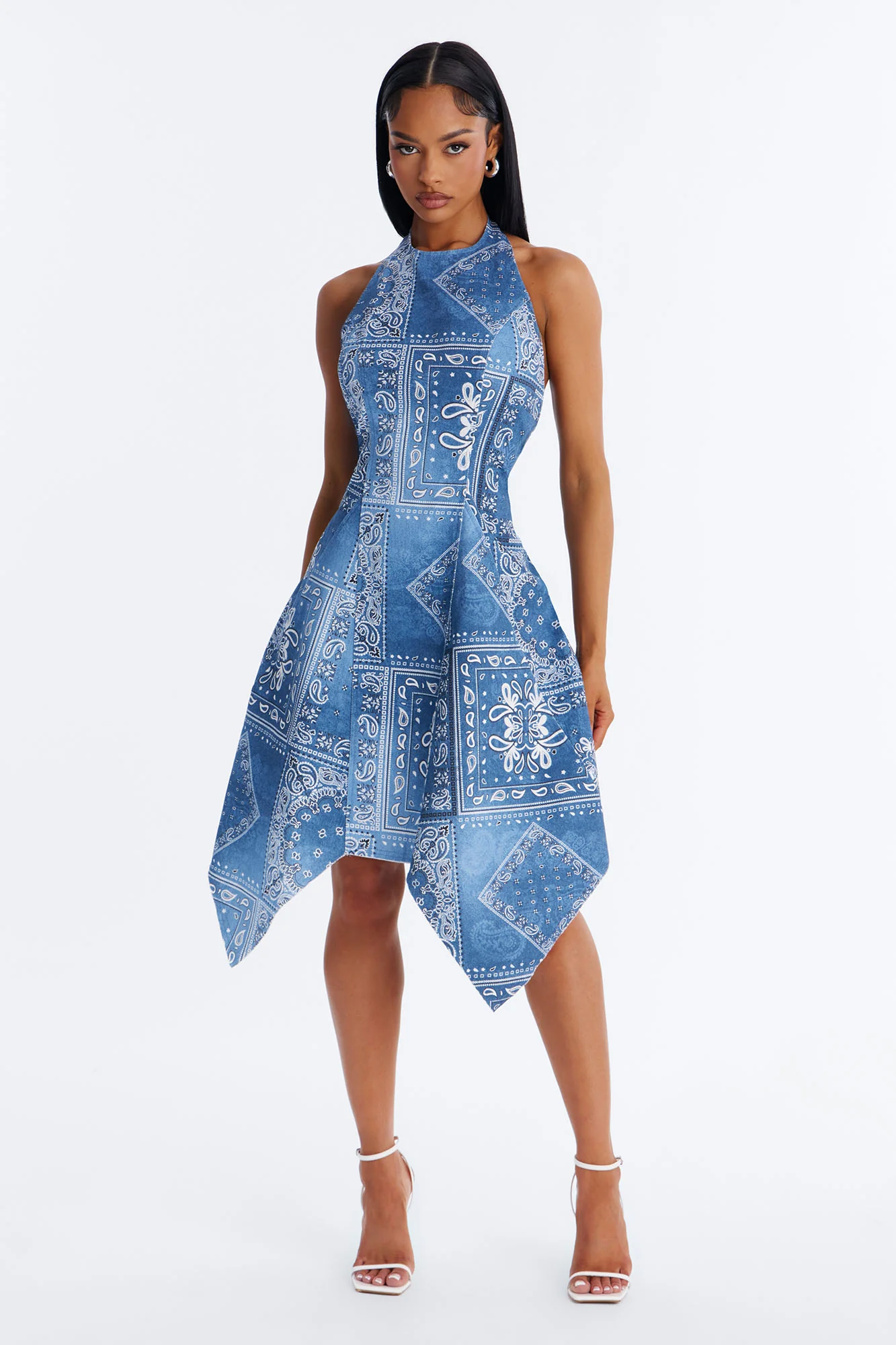 Karly Bandana Denim Midi Dress - Denim