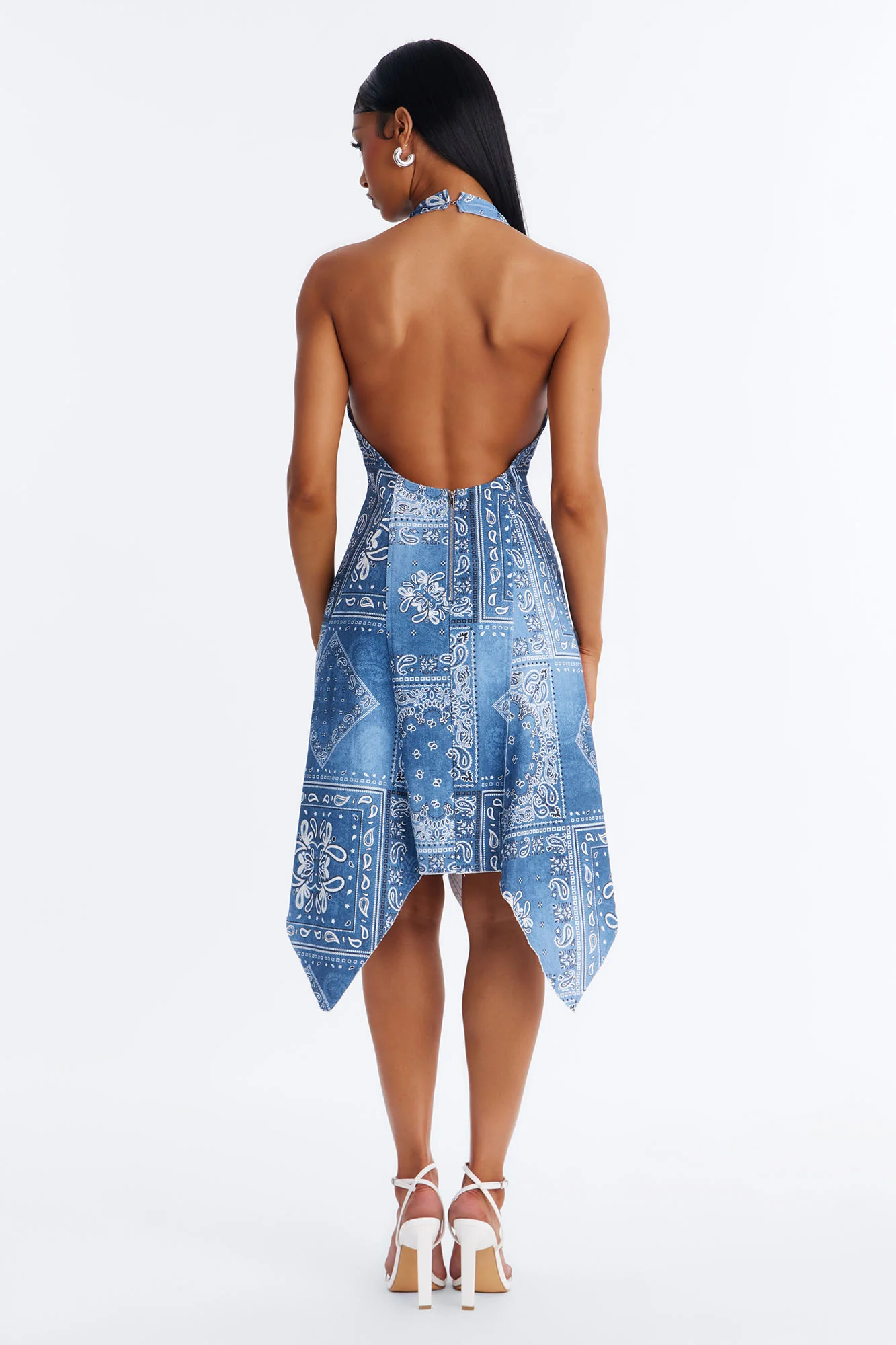 Karly Bandana Denim Midi Dress - Denim - Image 4