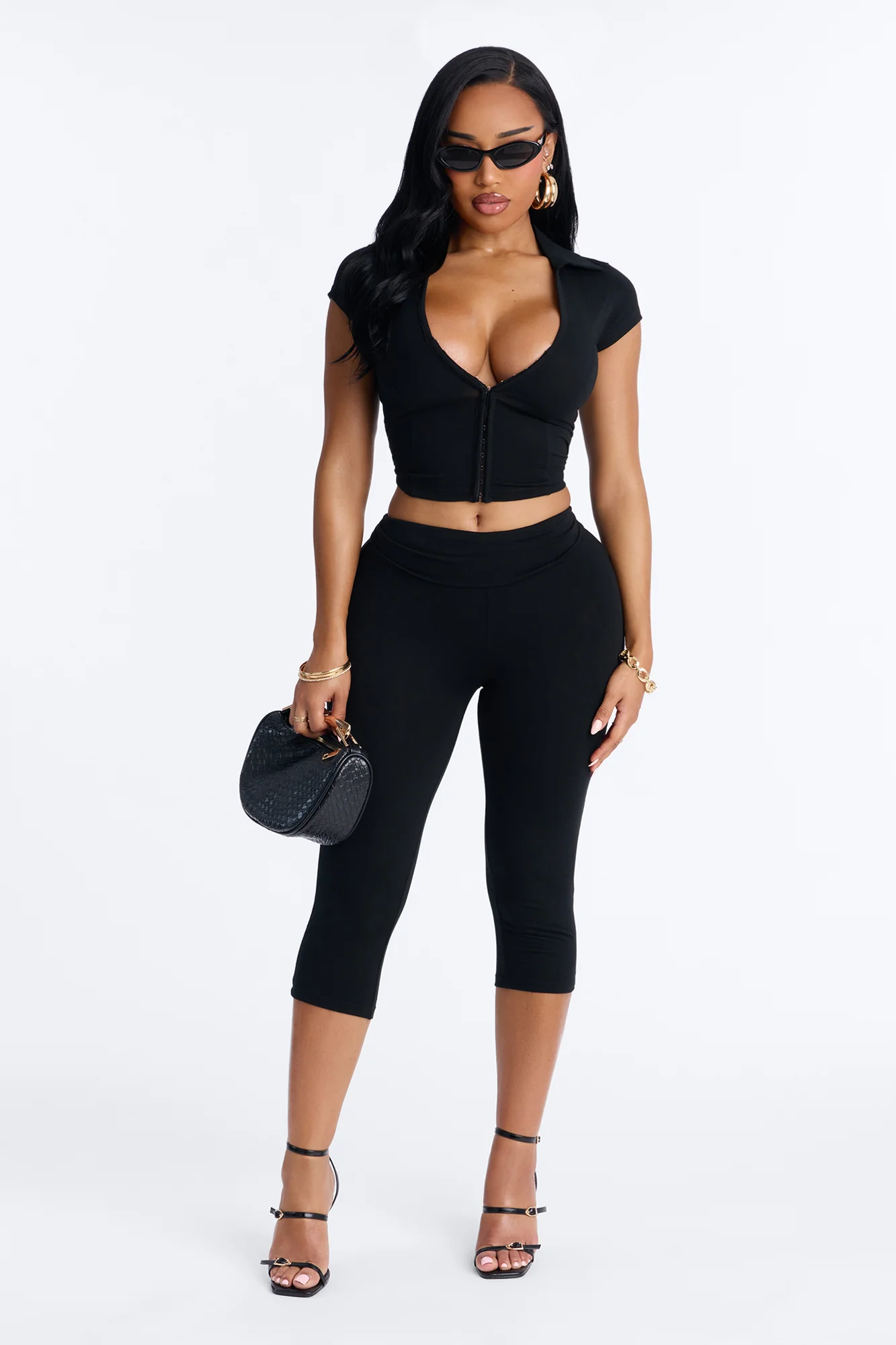 Karol Capri Pant Set - Black