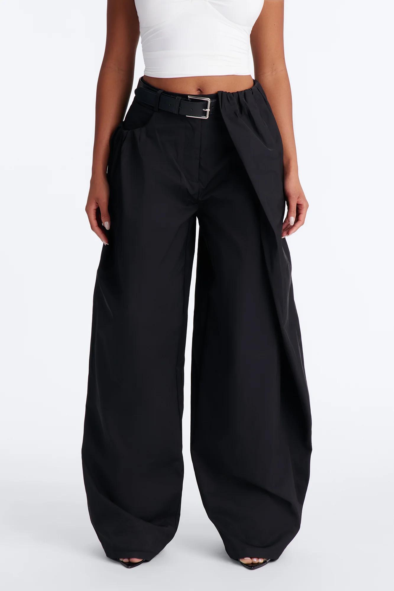 Kass High Rise Belted Wide Leg Pant - Black - Image 2