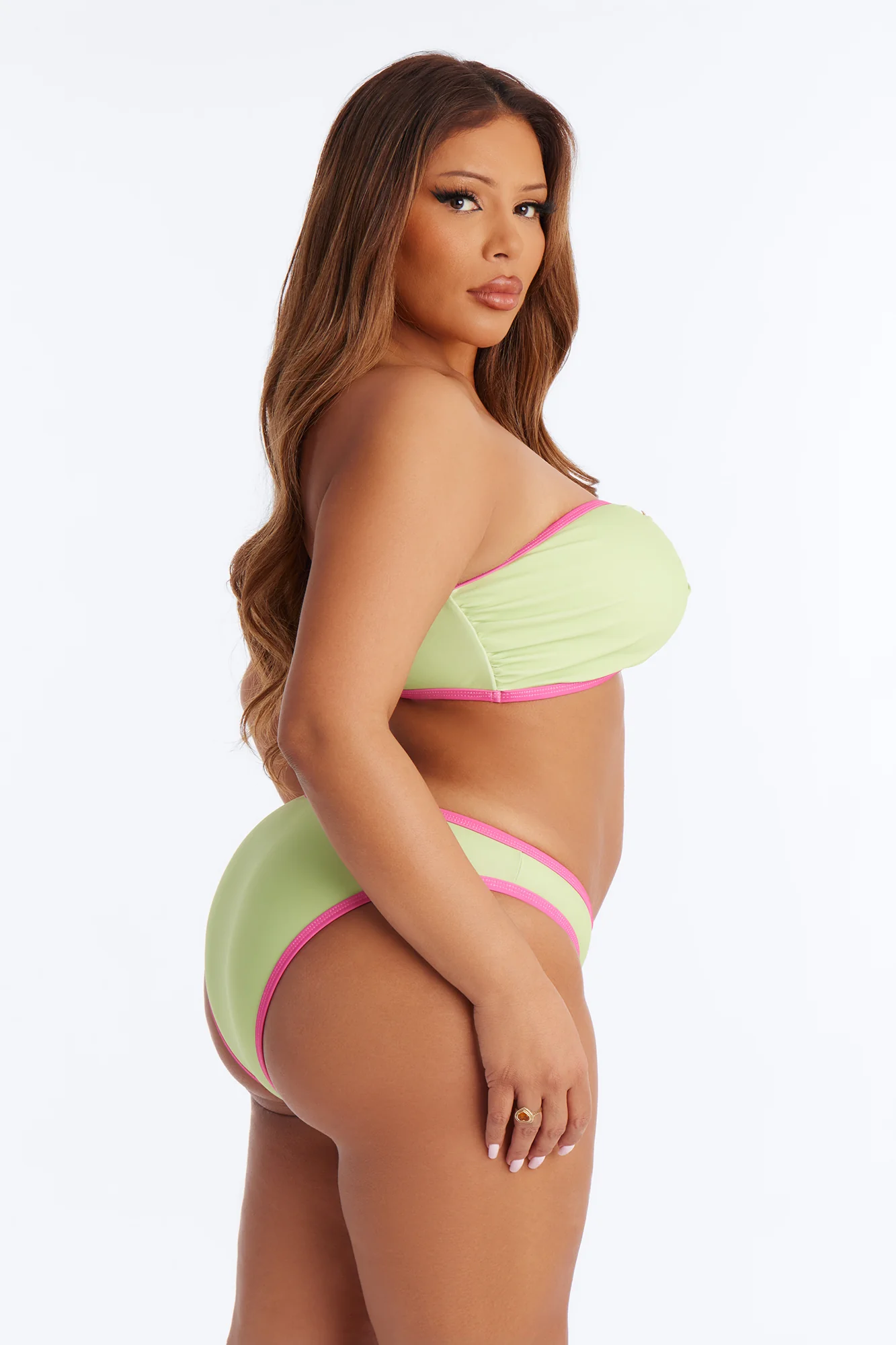Kassia Floral 3 Piece Halter Bandeau Bikini & Cover Up Mini Skirt Sunsuit - Green/combo - Image 11
