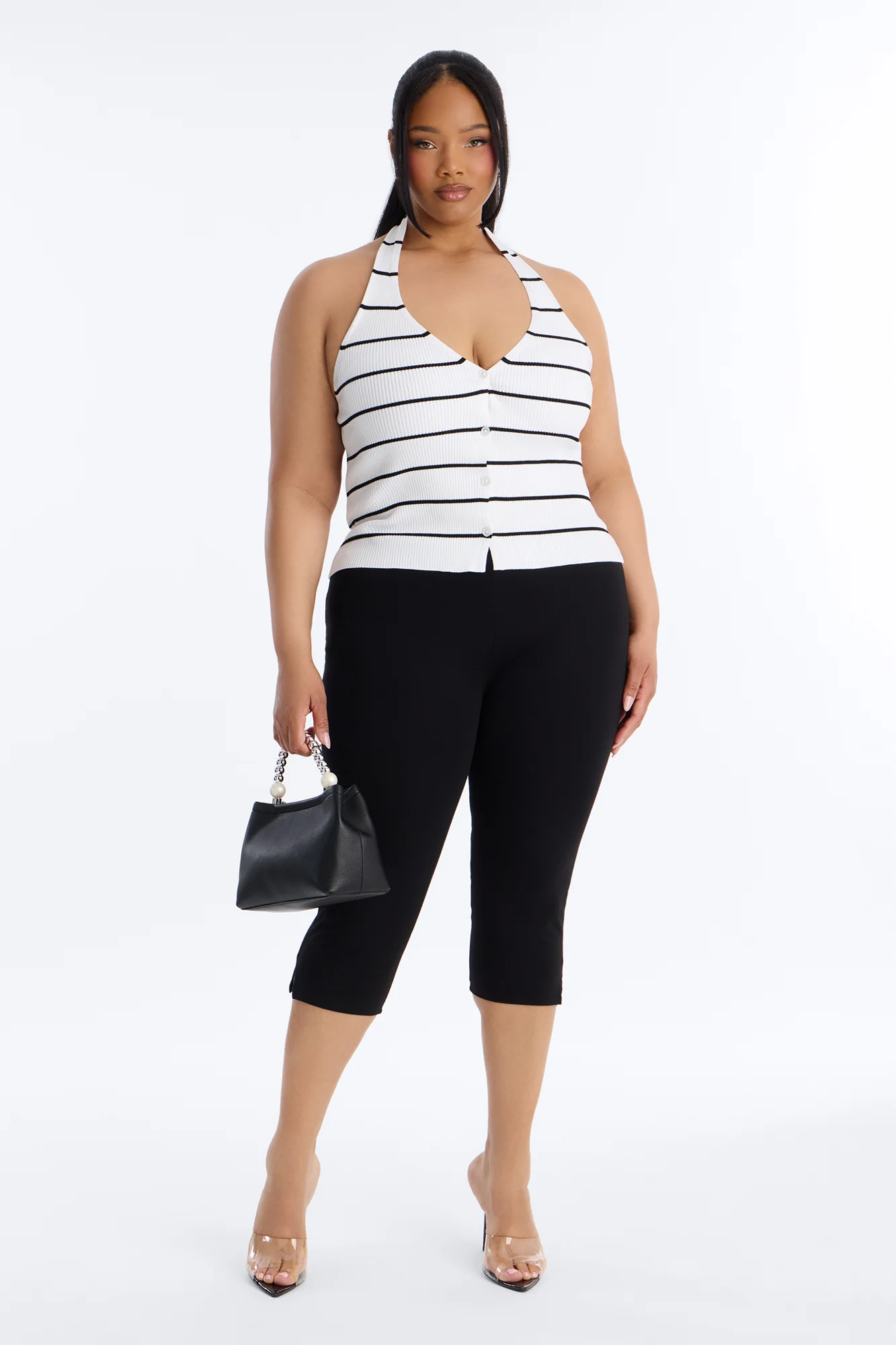 Katrina Striped Ribbed Halter Top - Ivory/combo - Image 6