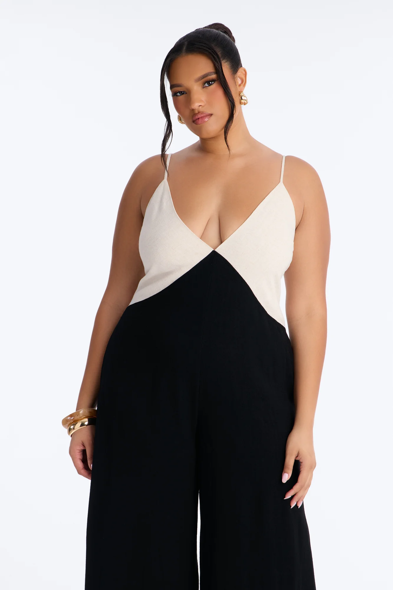 Katya Linen Wide Leg Jumpsuit - Black - Image 6