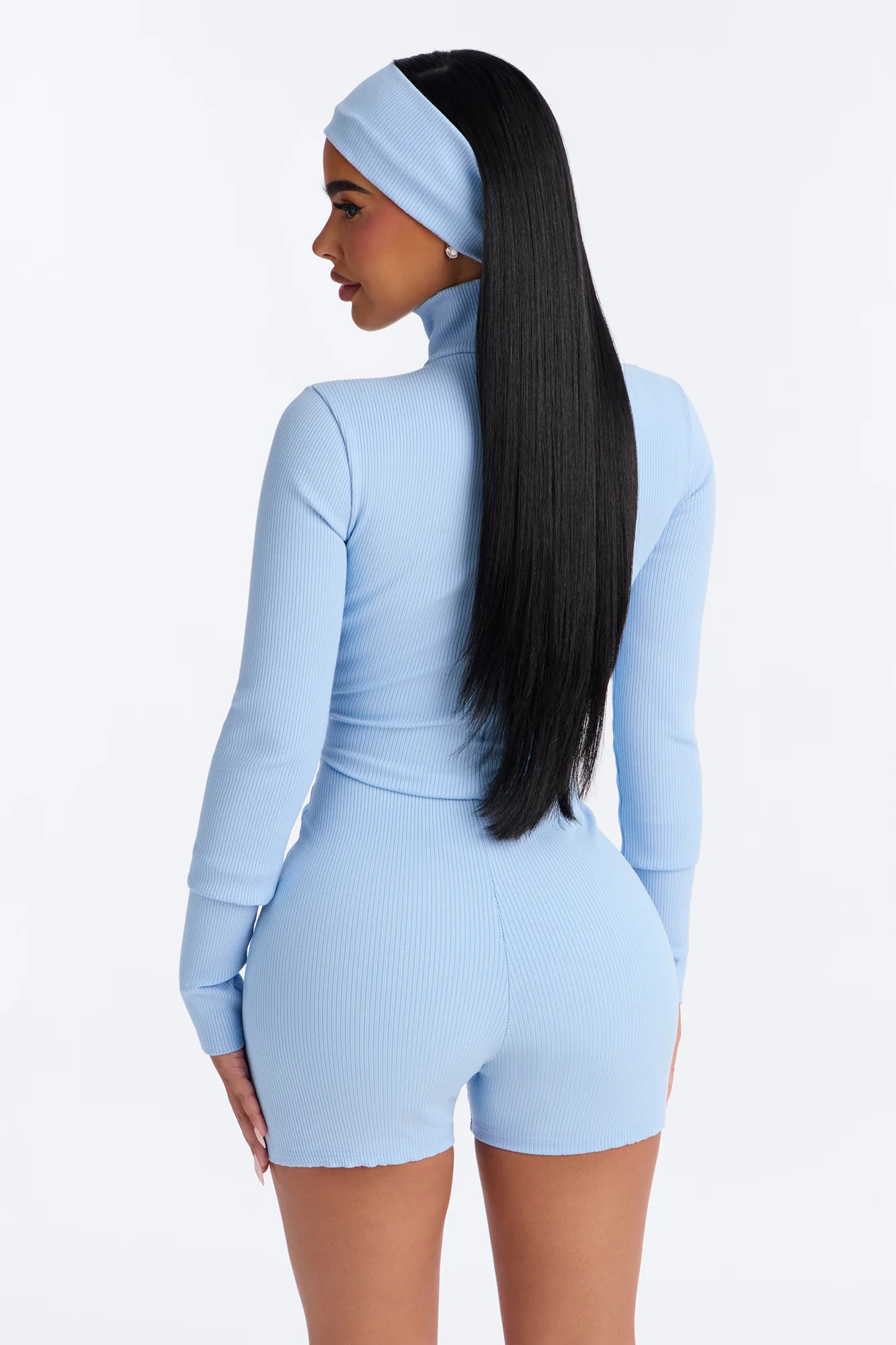 Katya Snatched 2 Piece Romper Set - Light Blue - Image 4