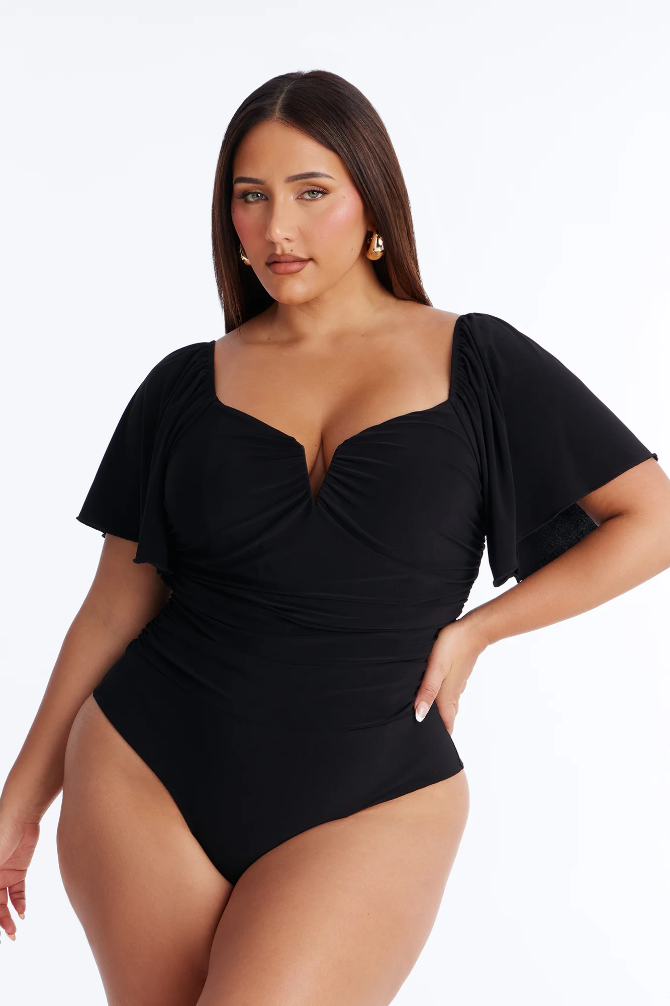 Kayali Ruched Short Sleeve Bodysuit - Black - Image 6