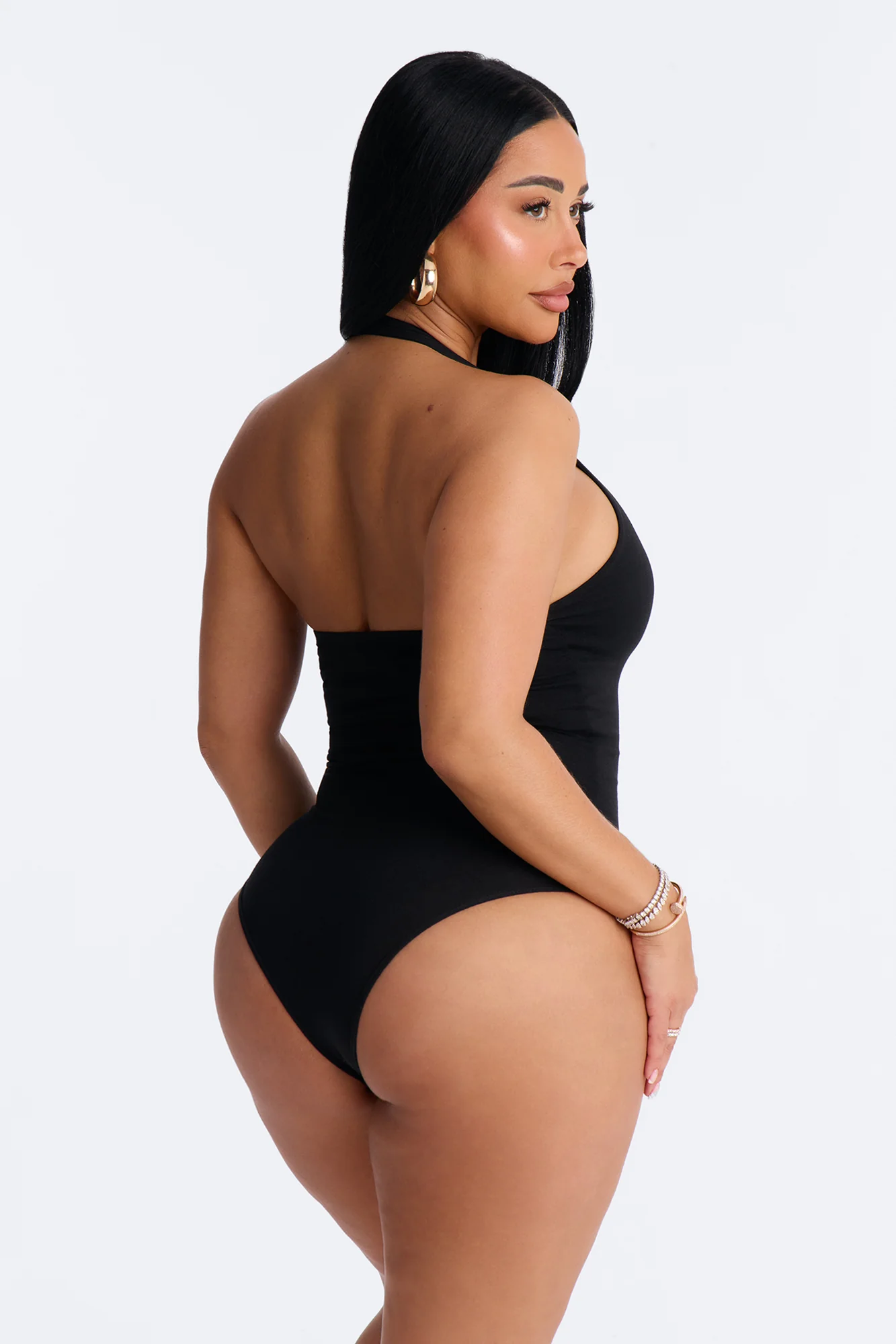 Kayla Double Lined Halter Bodysuit - Black - Image 4