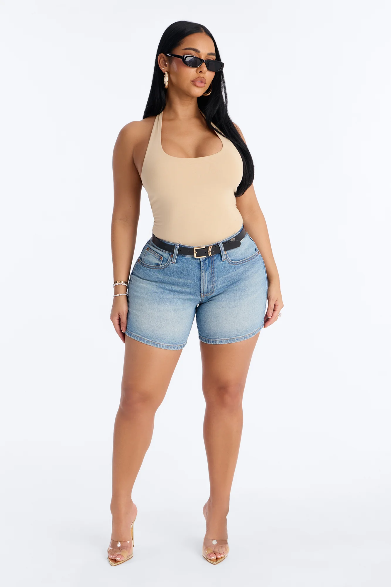 Kayla Double Lined Halter Bodysuit - Sand - Image 2