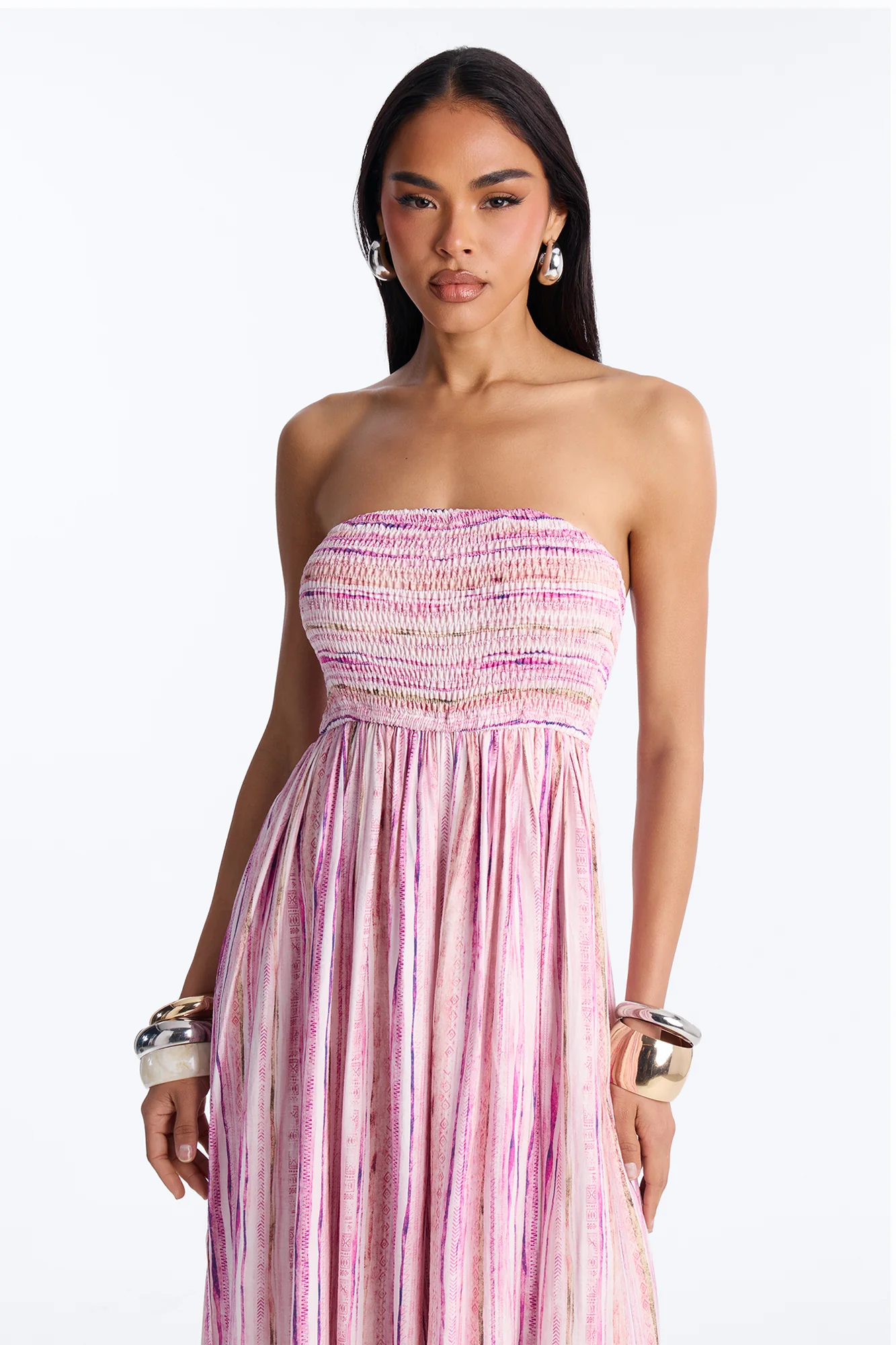 Kayla Smocked Extreme Wide Leg Jumpsuit - Pink - Image 2