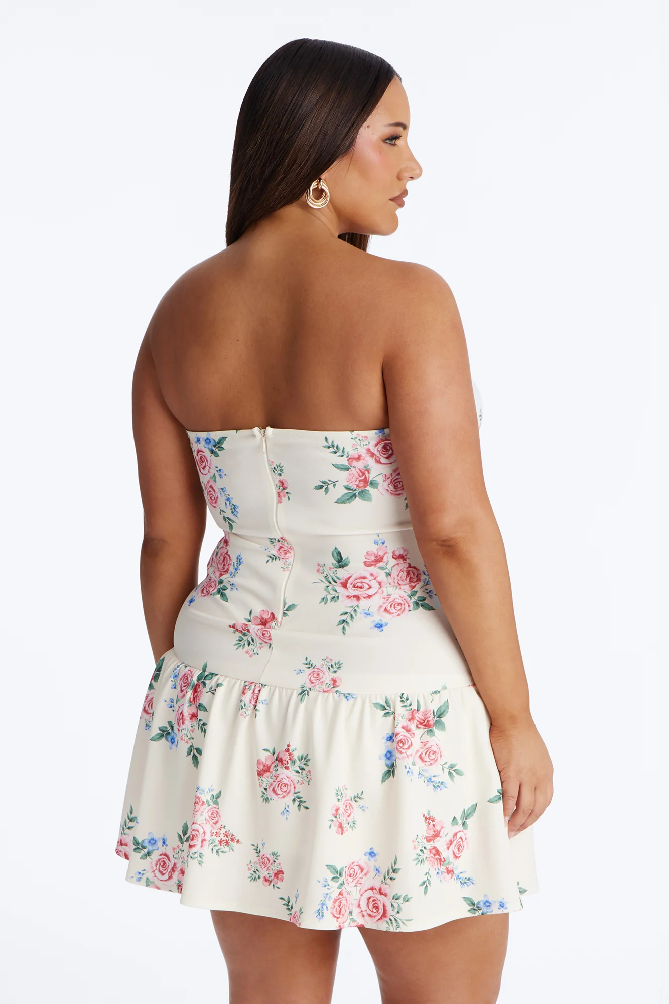 Kaylani Strapless Floral Mini Dress - Ivory - Image 6