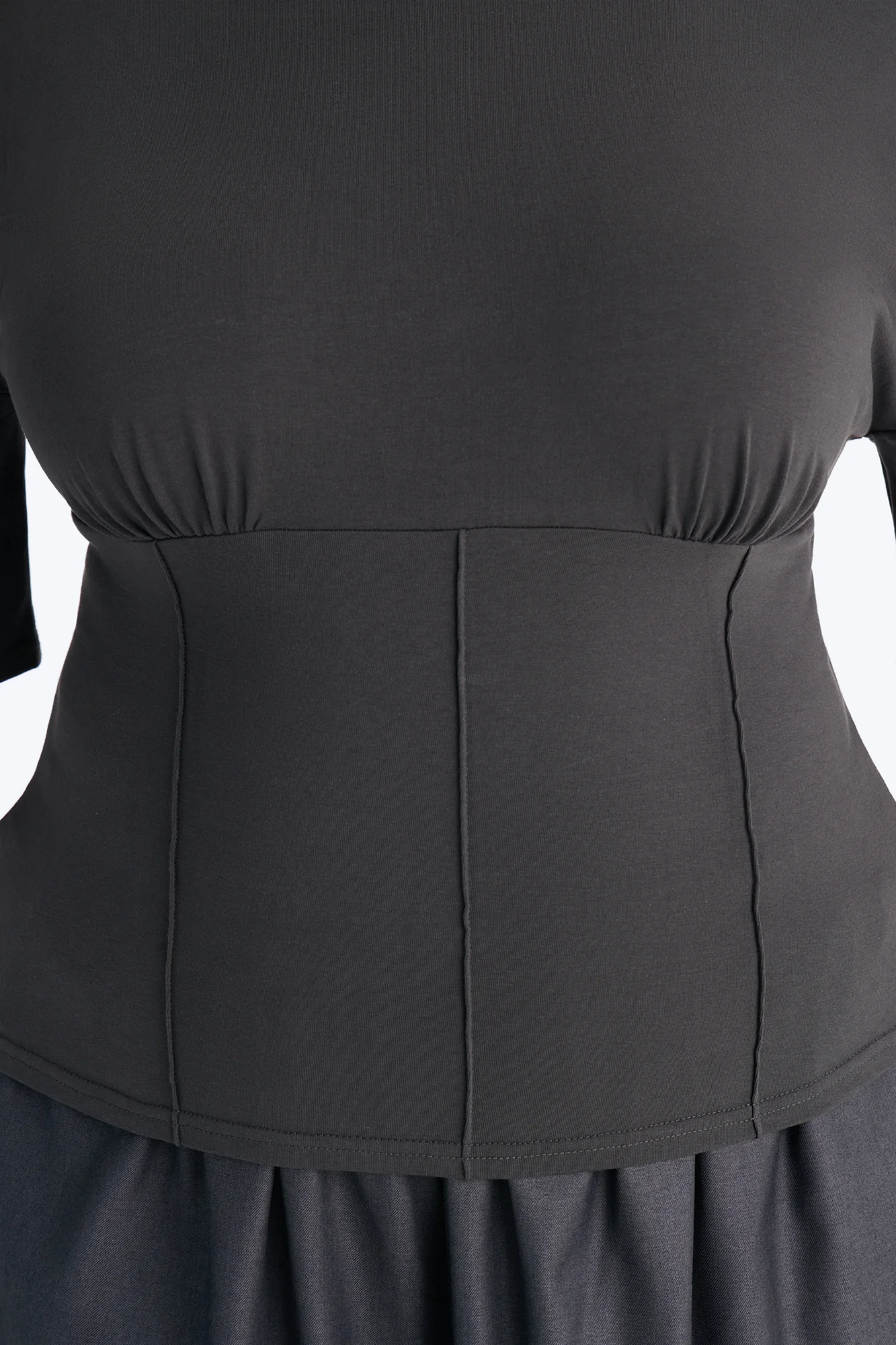Kaylee Cinched Waist Short Sleeve T-Shirt - Charcoal - Image 7
