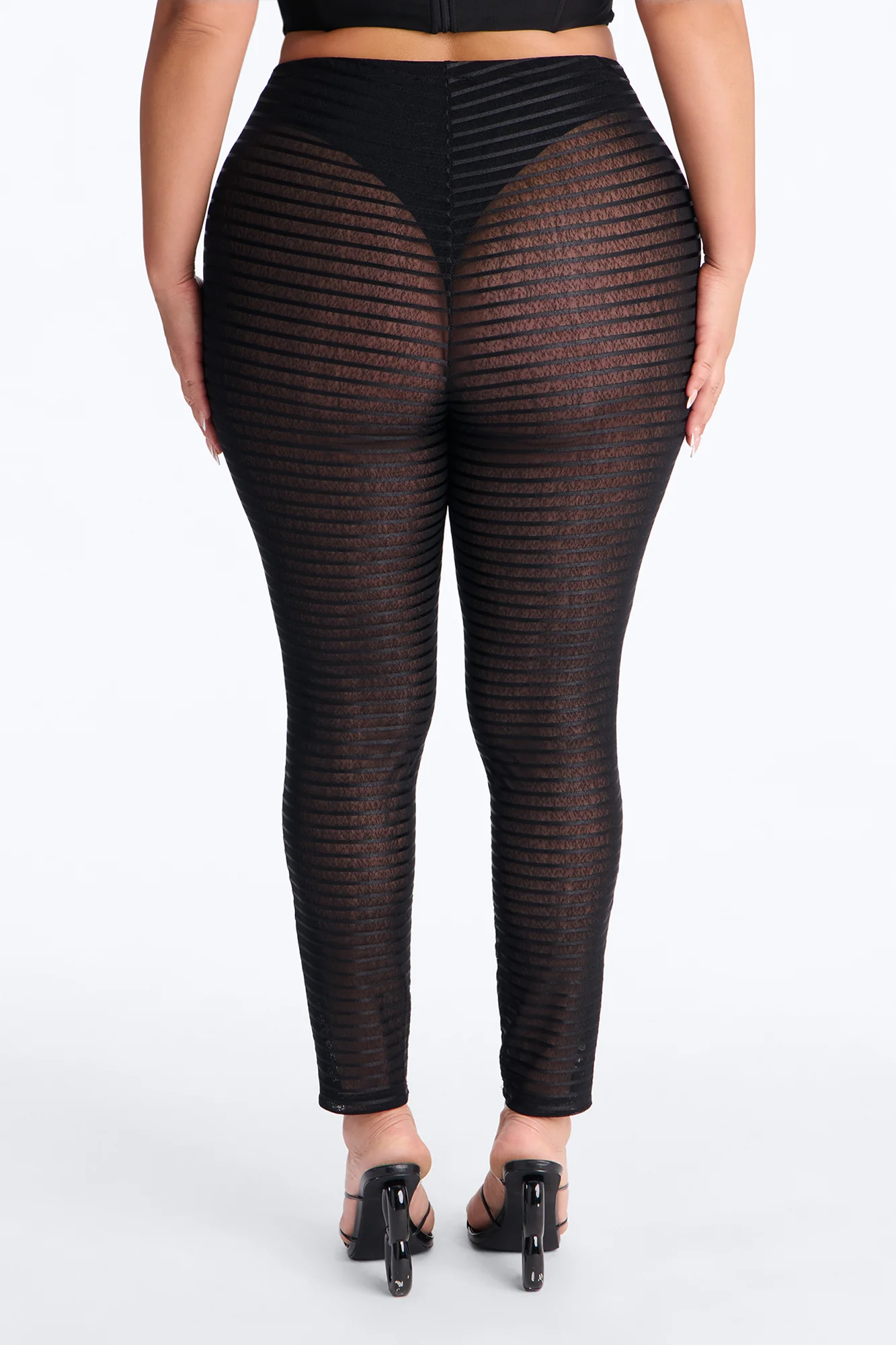 Kaylee Mid Rise Sheer Mesh Legging - Black - Image 7