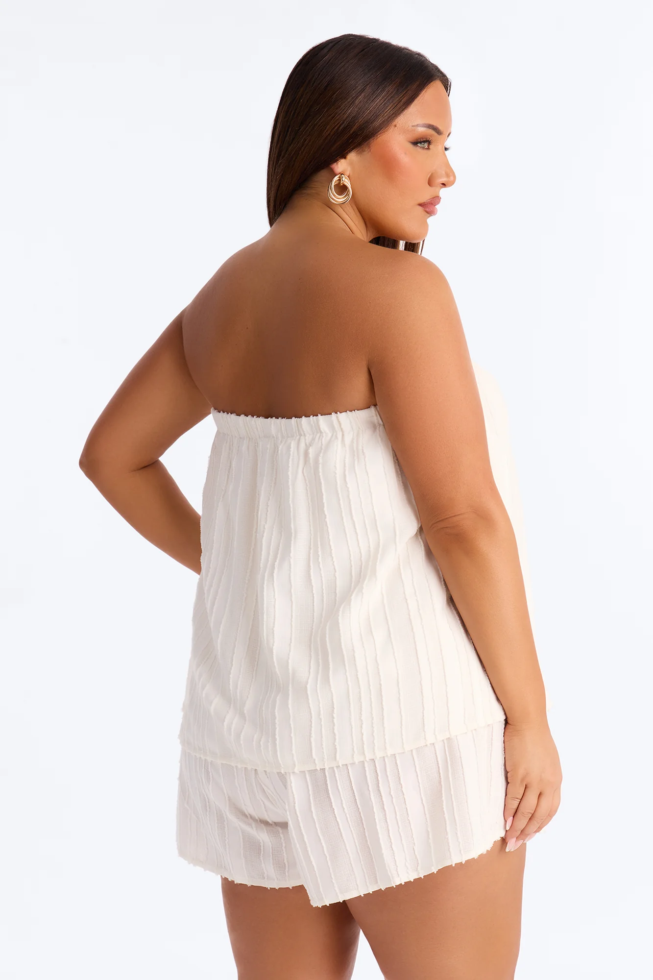 Kayley Strapless Tiered Romper - White - Image 7
