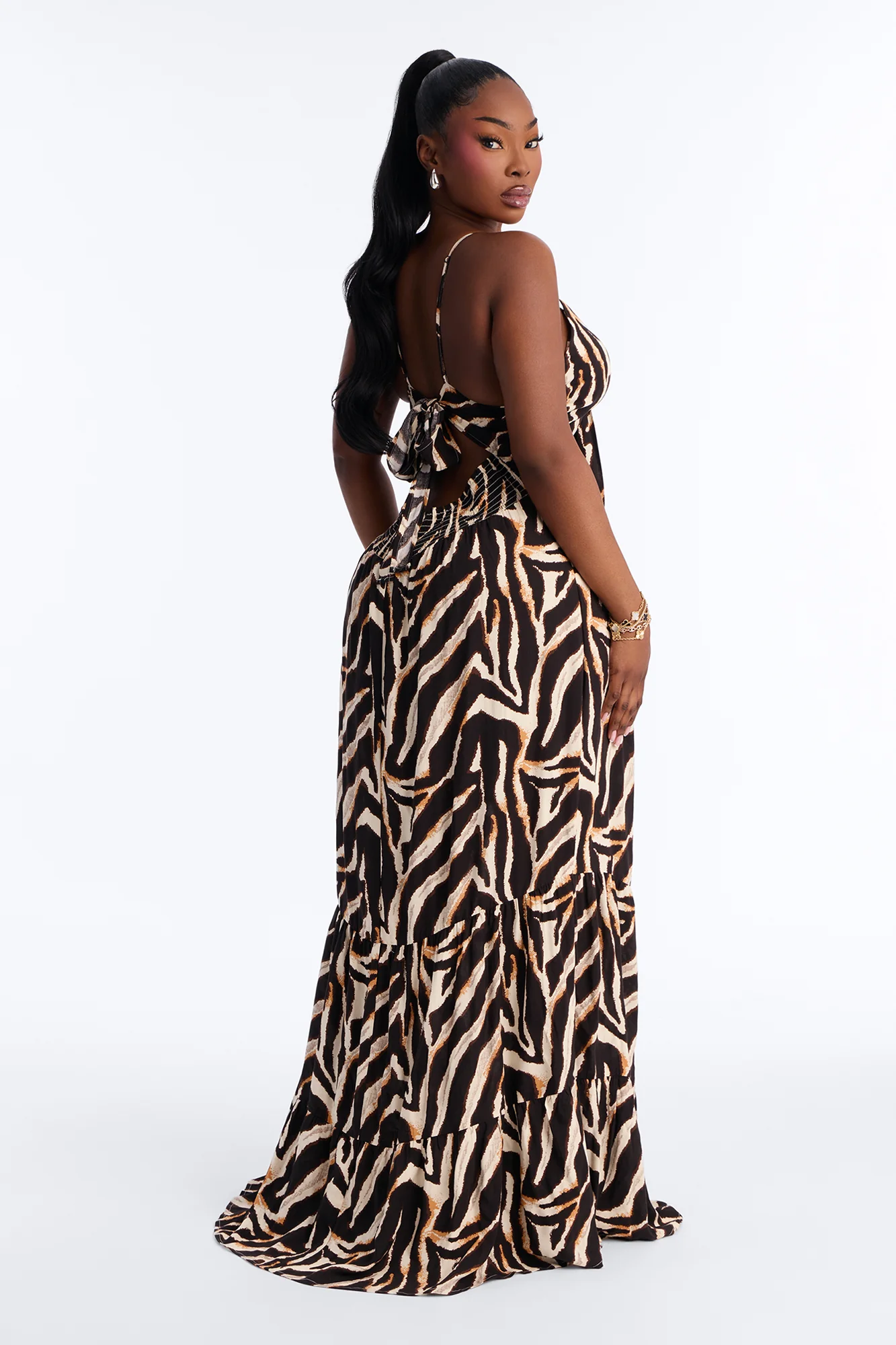 Kaylie Printed Tie Front Maxi Dress - Black/combo - Image 8