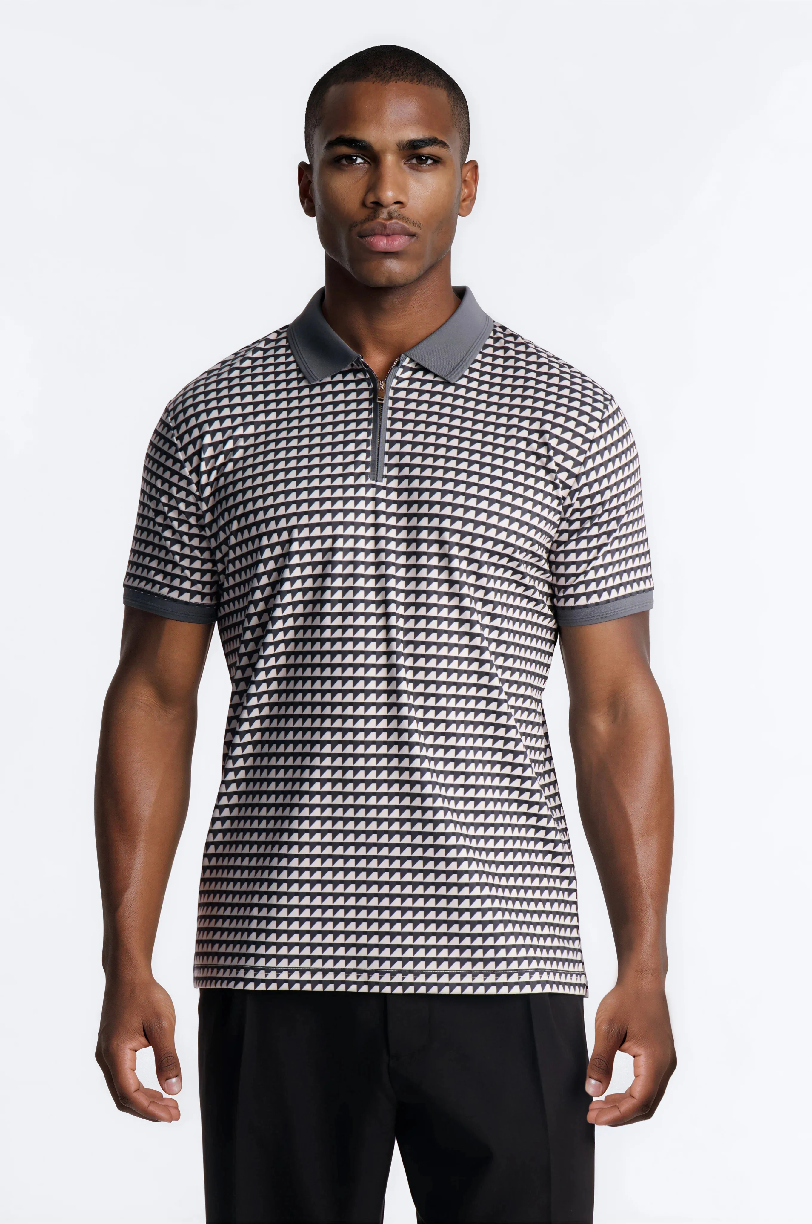 Keen Lines Quarter Zip Polo - Black/White