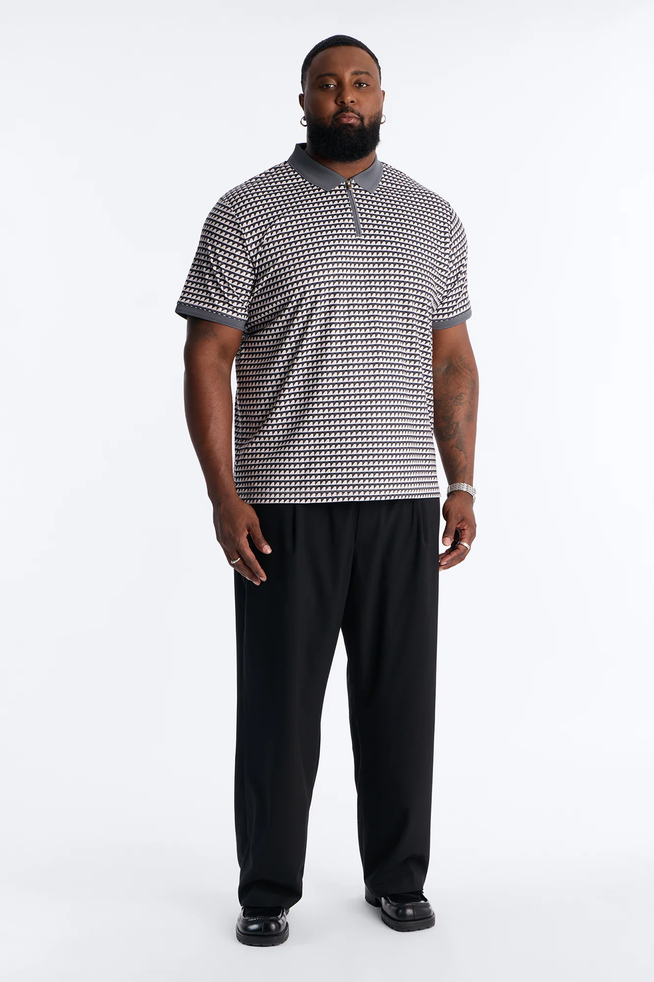 Keen Lines Quarter Zip Polo - Black/White - Image 6