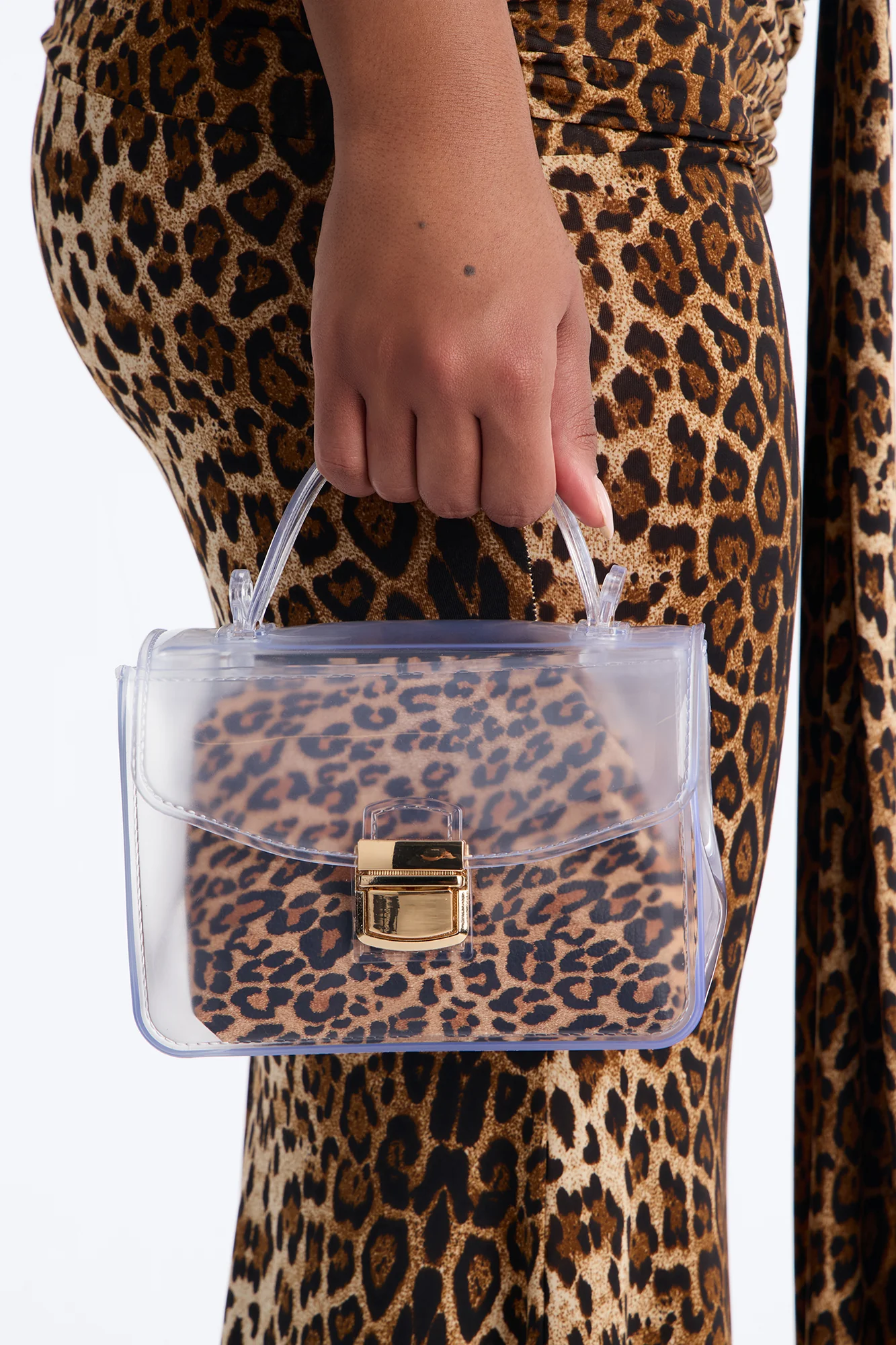 Keep Clear Jelly Satchel Handbag - Leopard