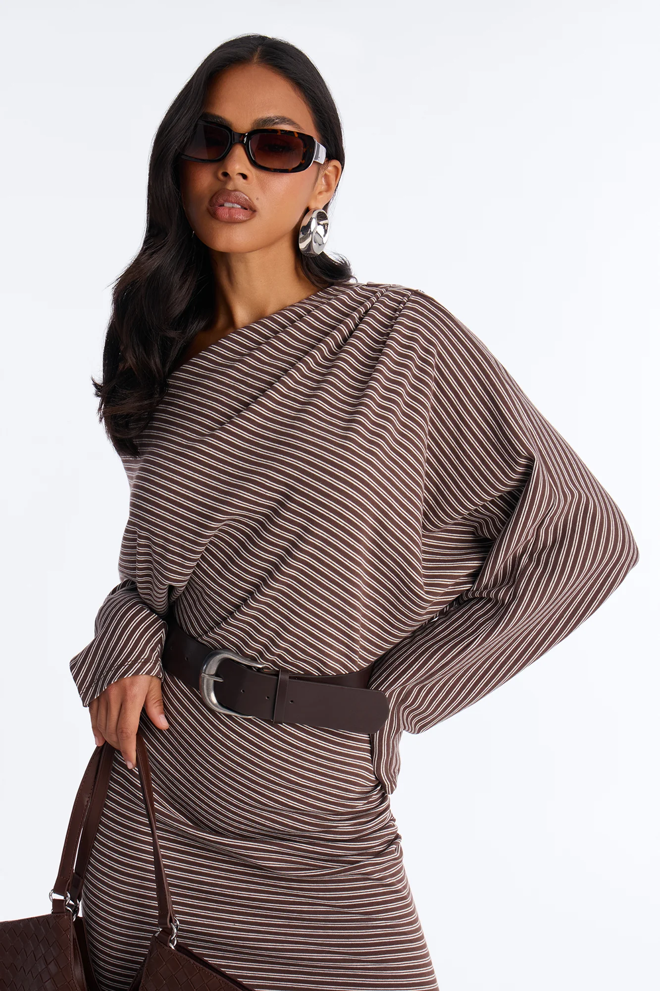 Keep It Casual Long Sleeve Belted Maxi Dress - Brown/combo - Image 4