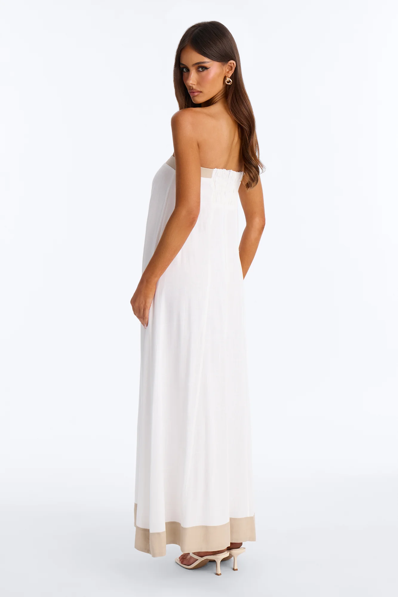 Keep It Cool Button Up Linen Maxi Dress - Cream/combo - Image 4