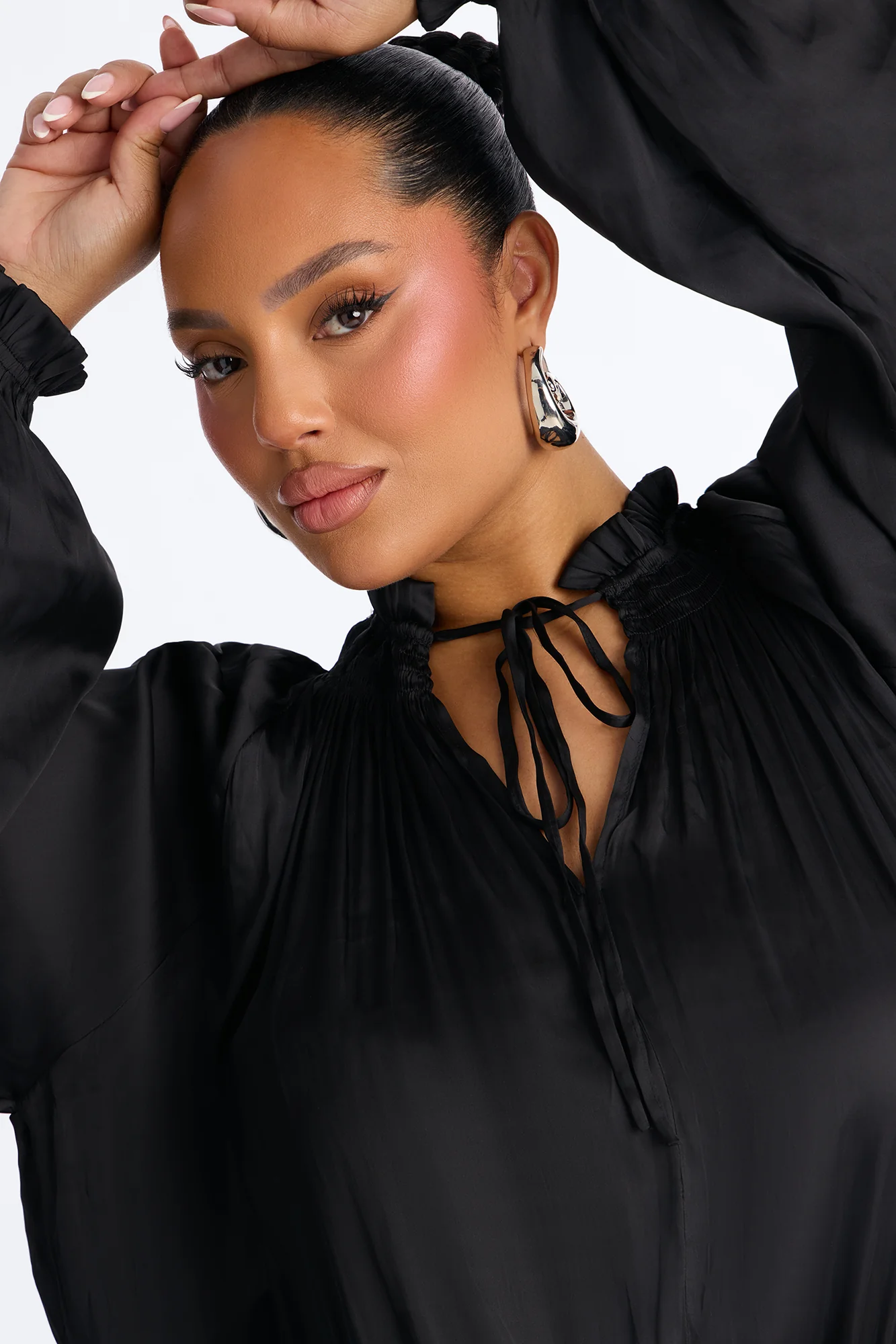 Keep It Cordial Satin Mini Dress - Black - Image 6